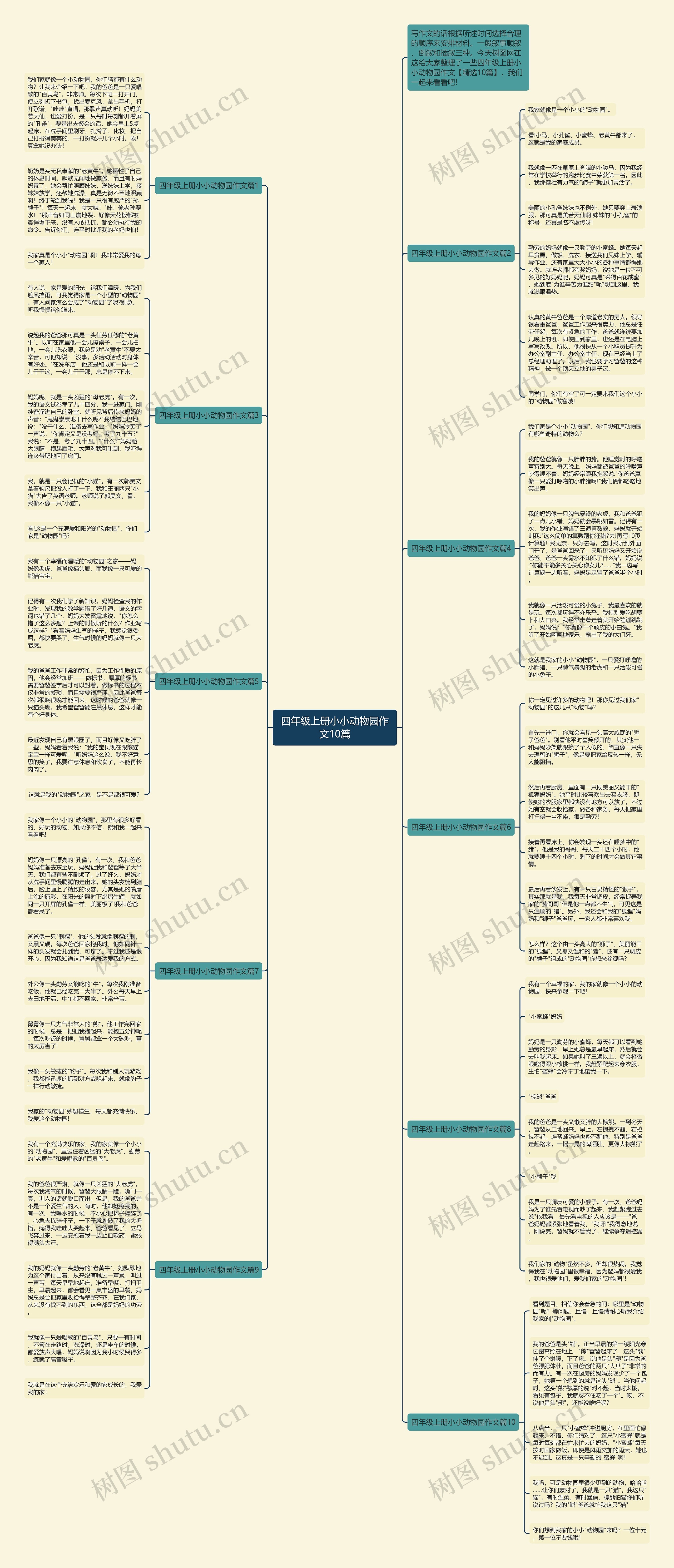 四年级上册小小动物园作文10篇思维导图