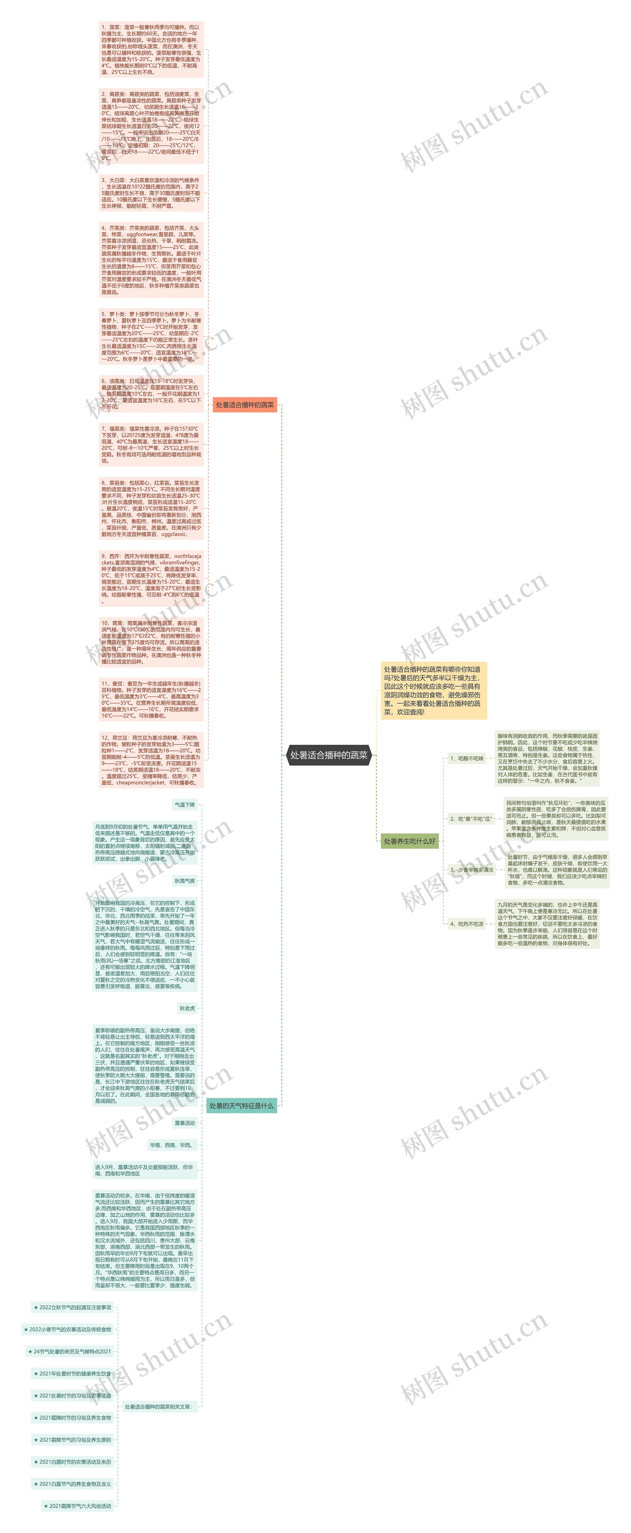 处暑适合播种的蔬菜思维导图