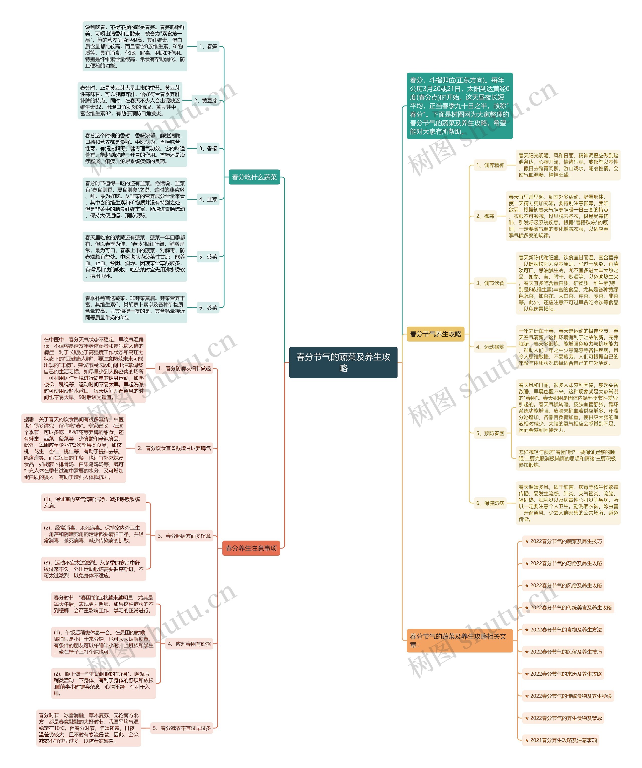 春分节气的蔬菜及养生攻略思维导图