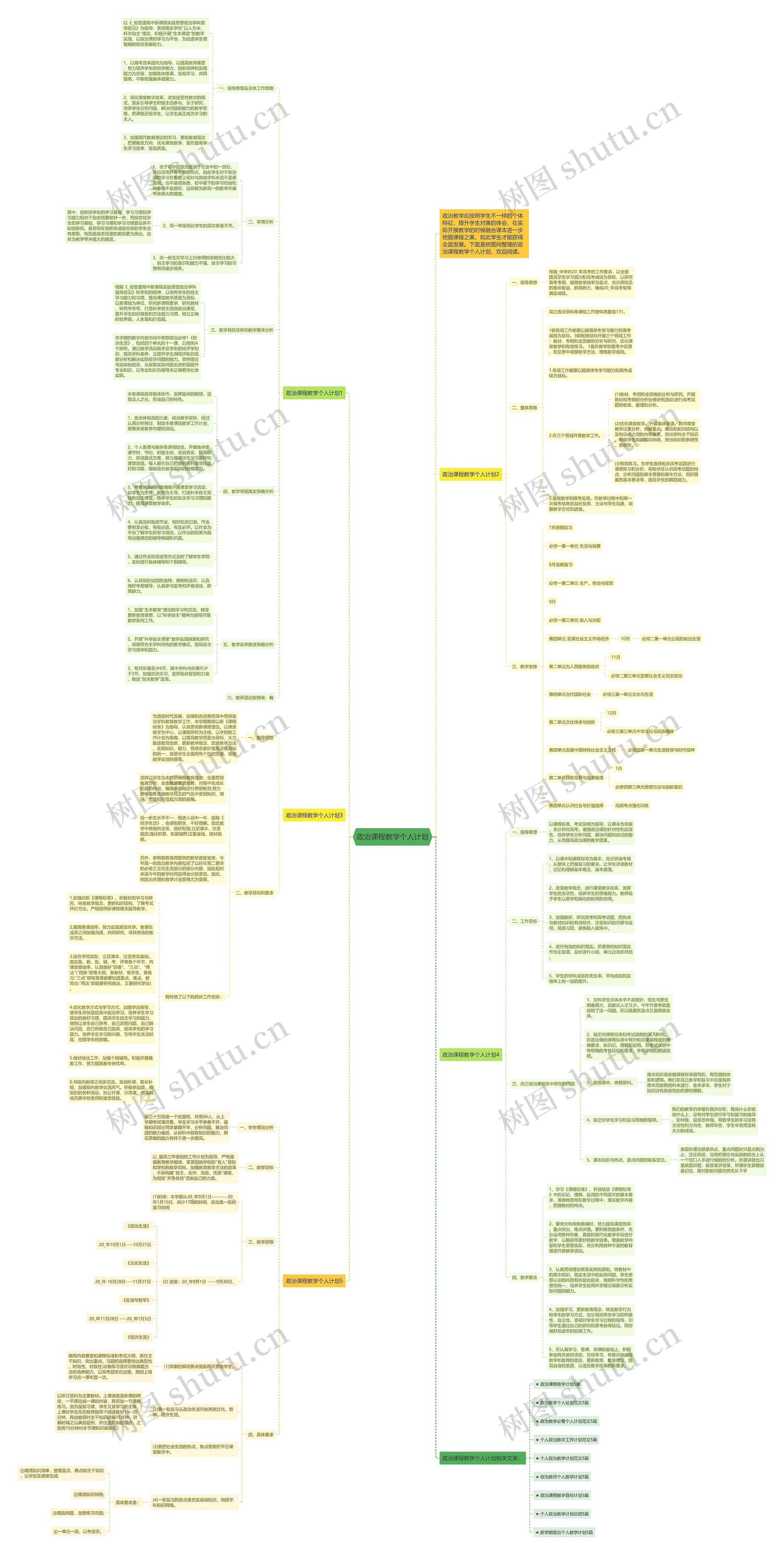 政治课程教学个人计划思维导图