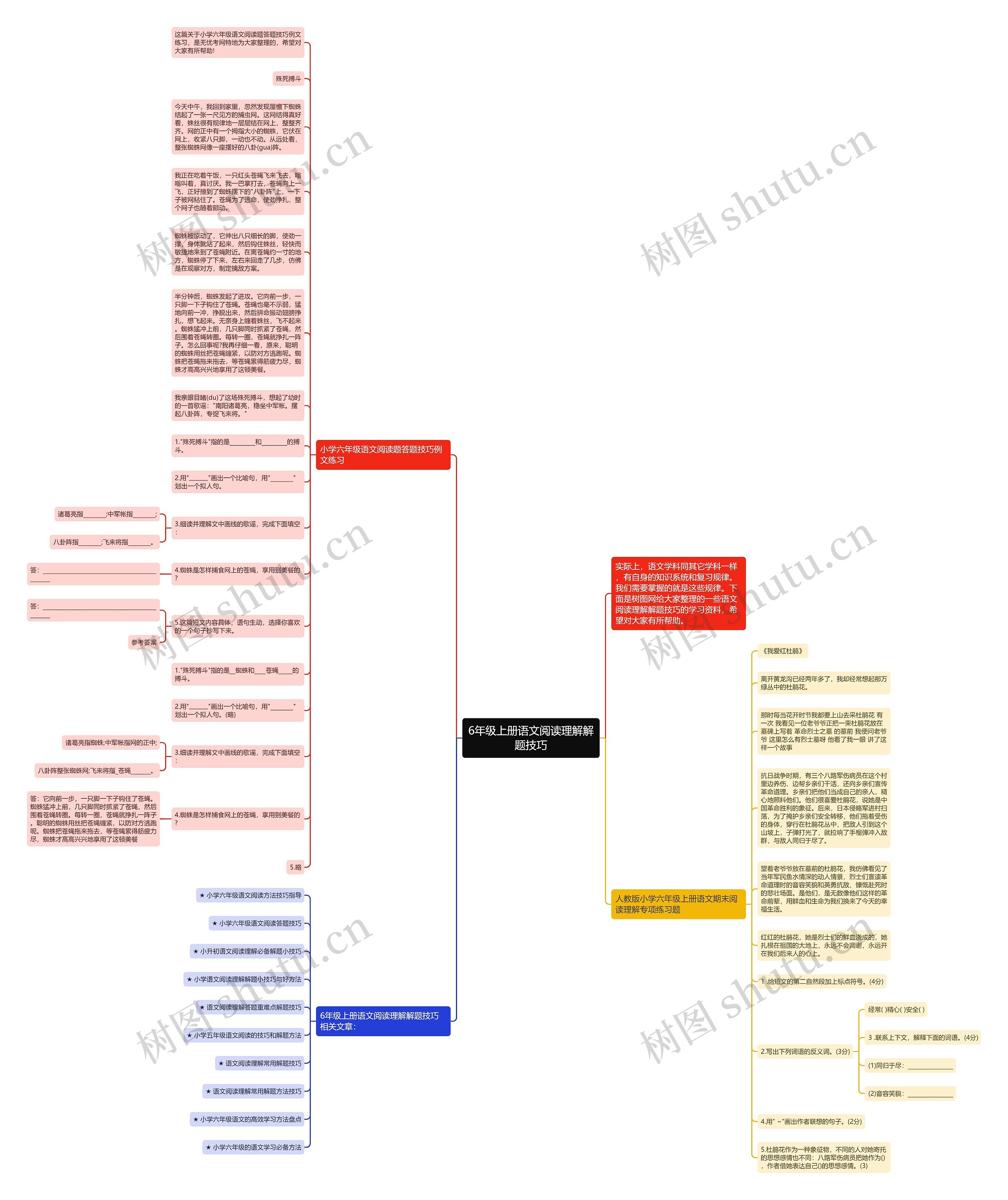 6年级上册语文阅读理解解题技巧思维导图