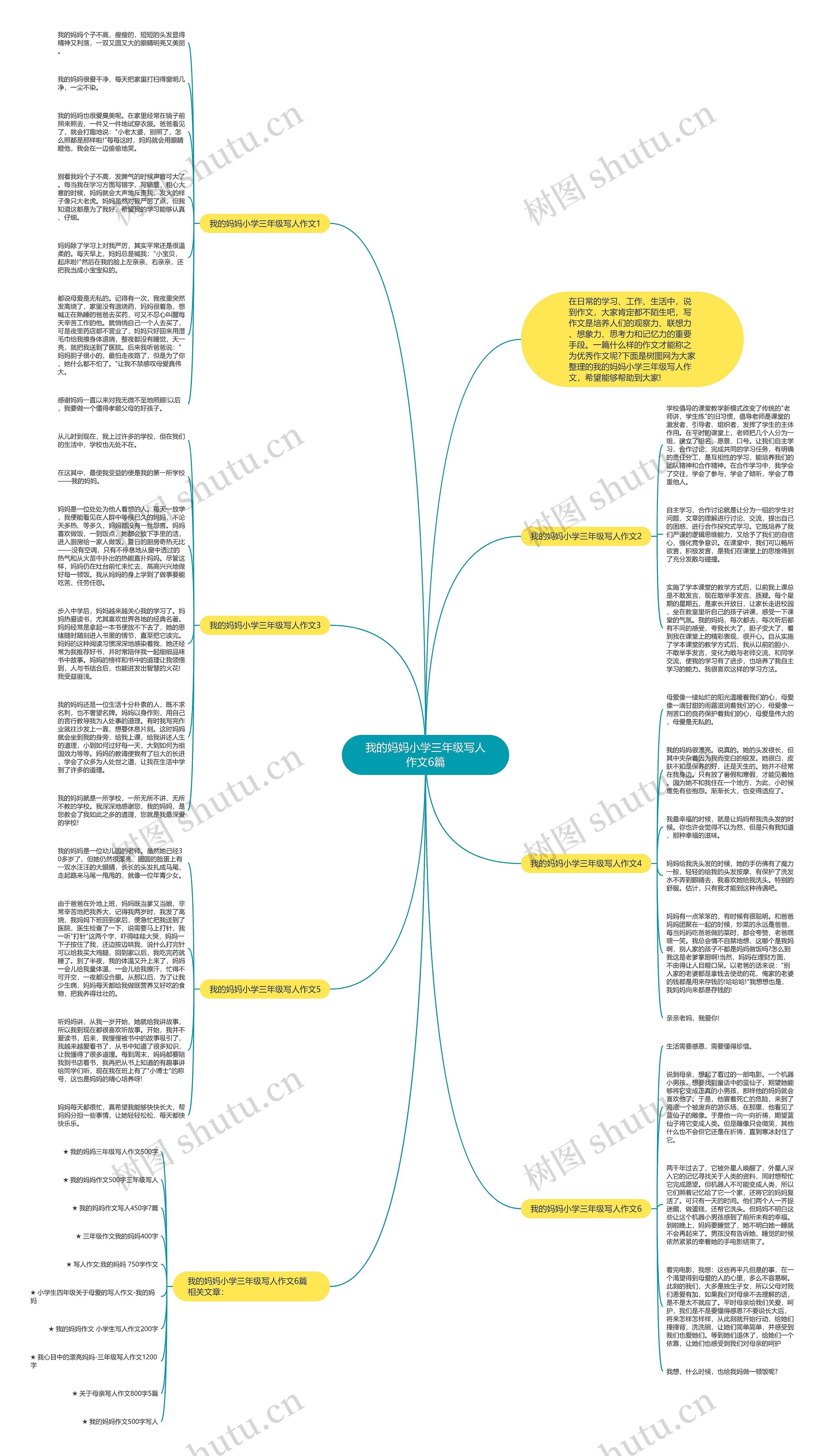 我的妈妈小学三年级写人作文6篇思维导图