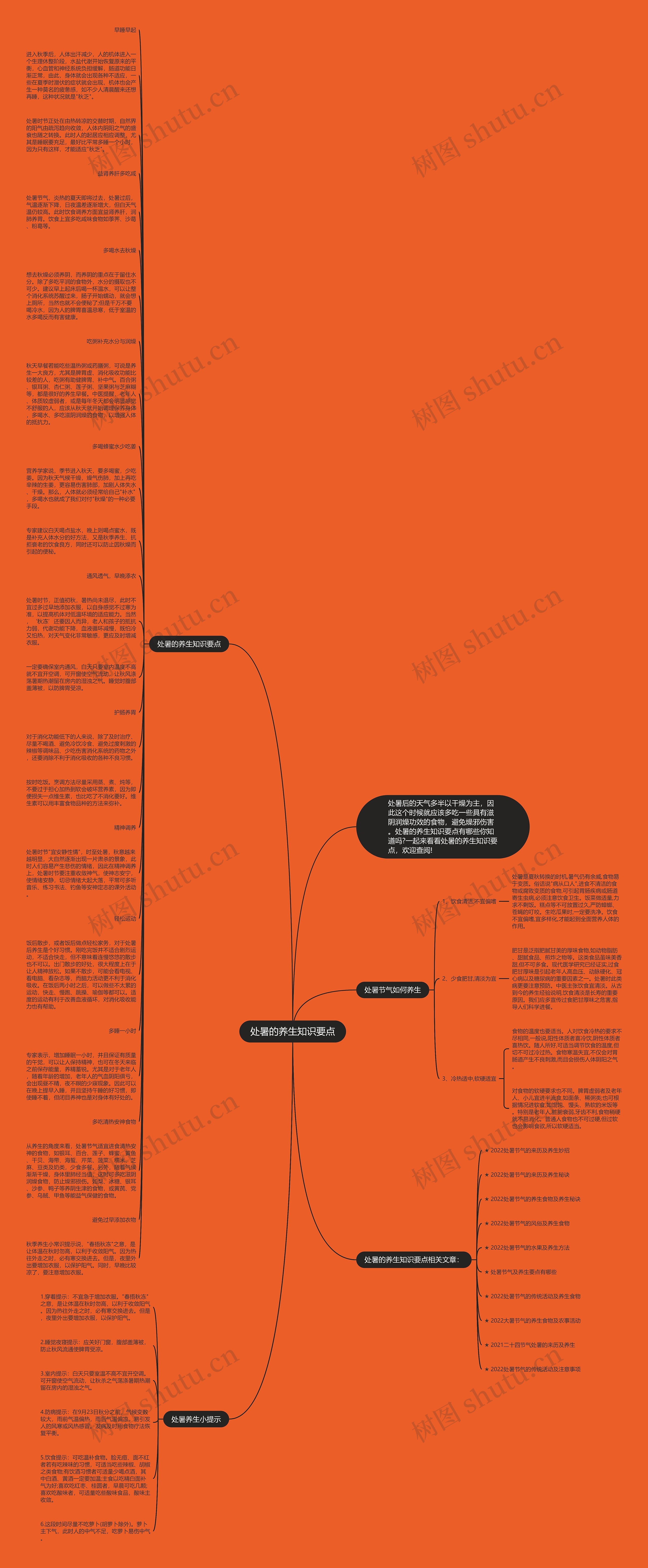 处暑的养生知识要点思维导图
