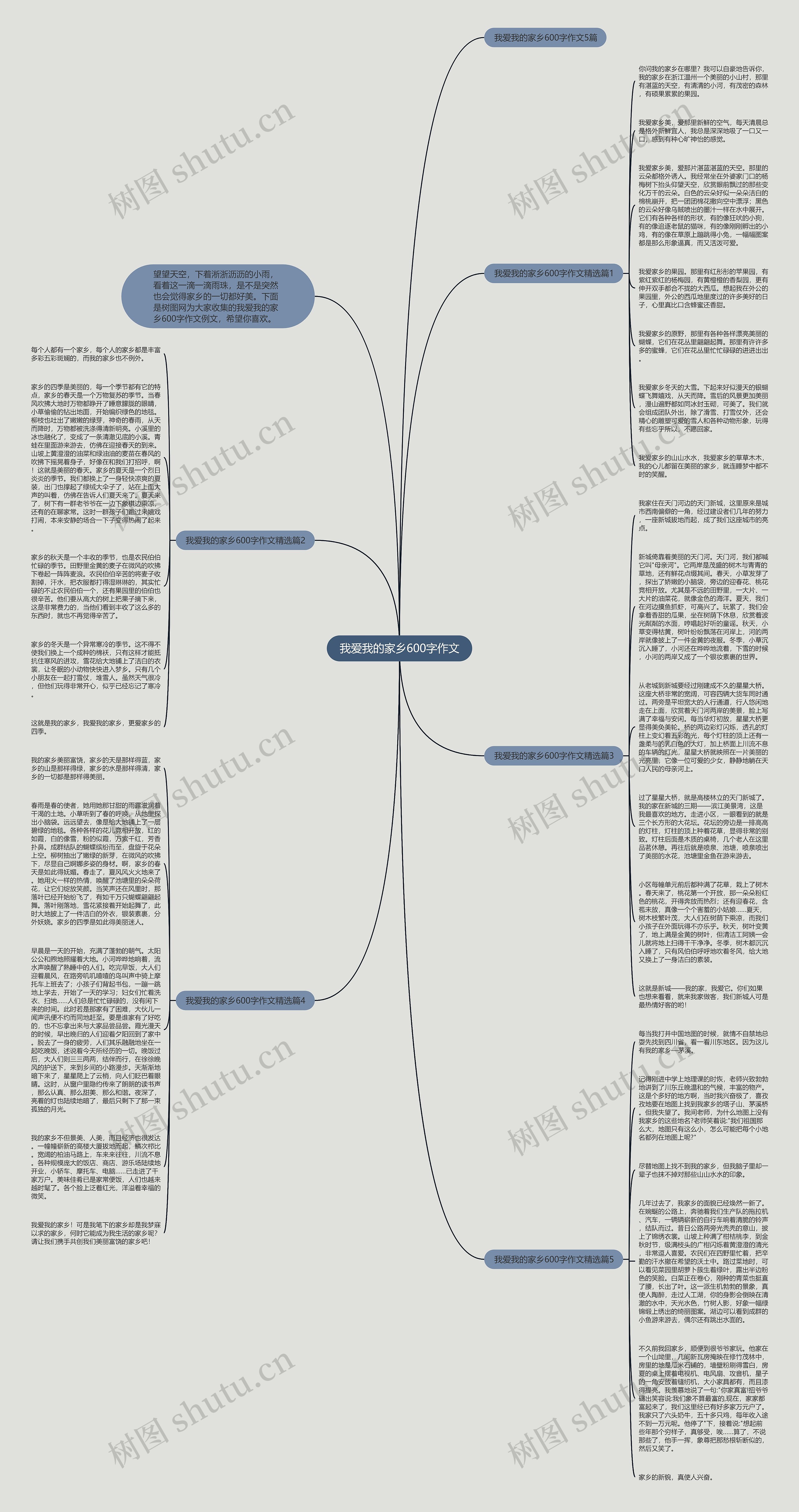 我爱我的家乡600字作文思维导图