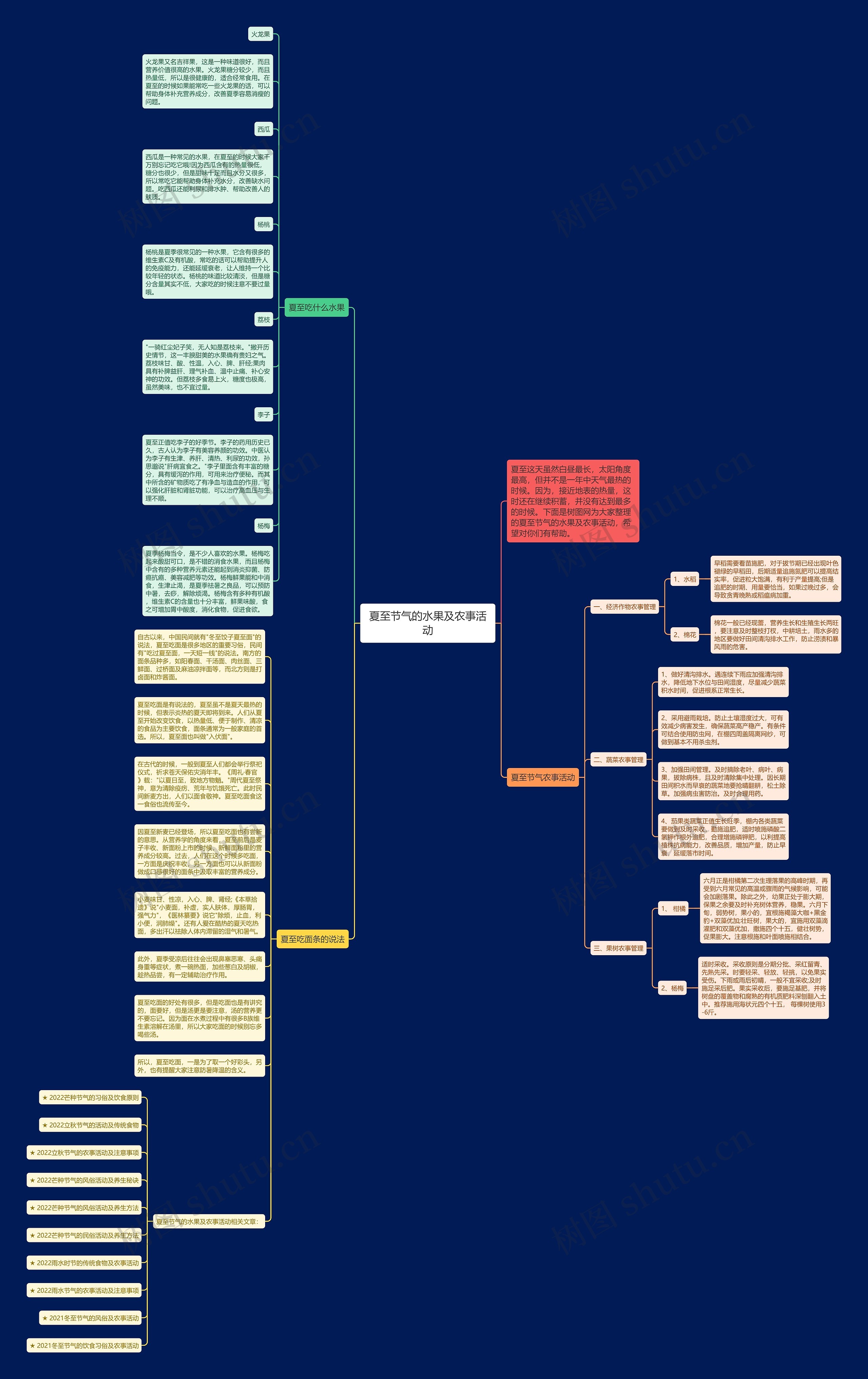 夏至节气的水果及农事活动思维导图