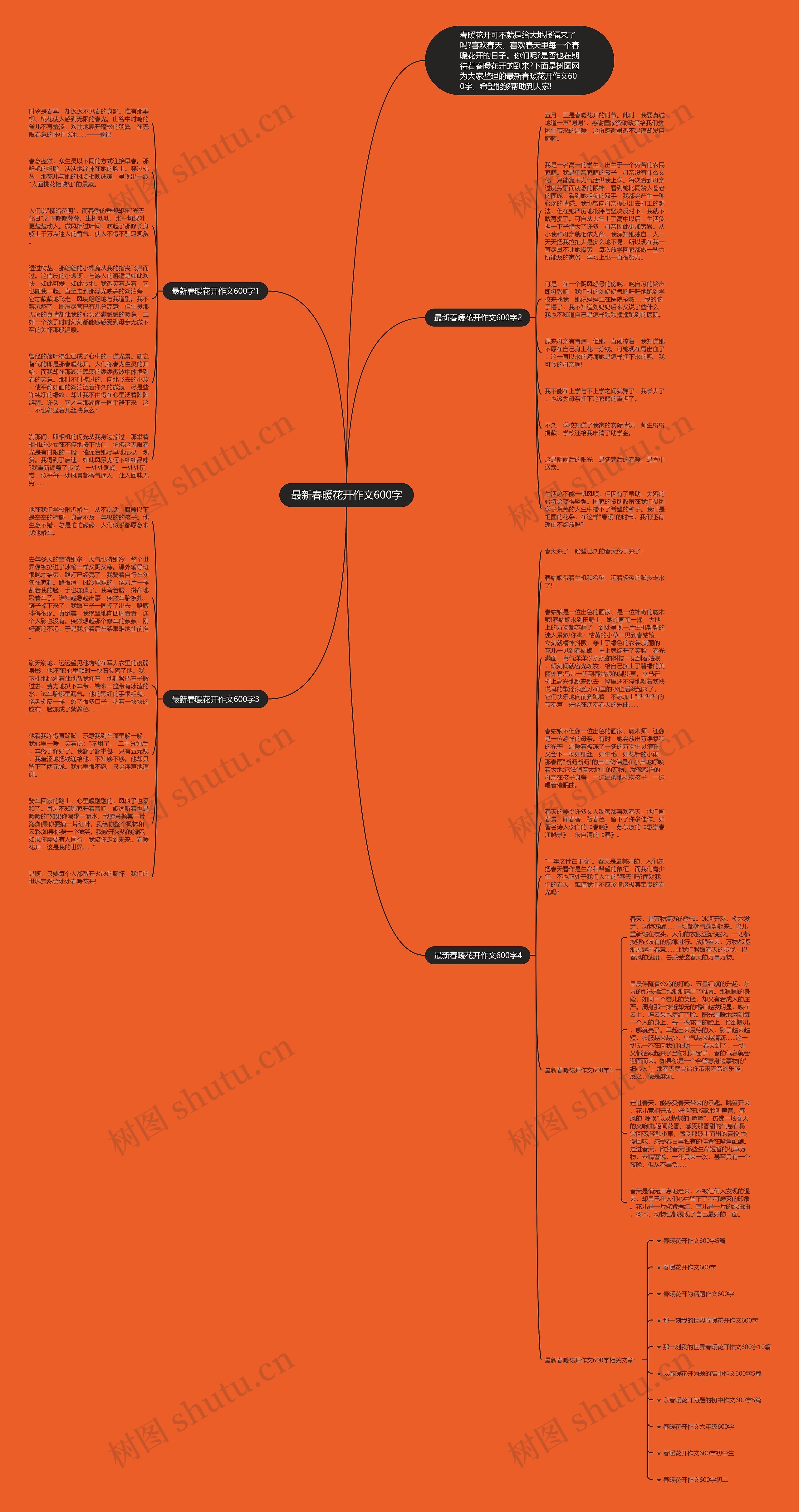 最新春暖花开作文600字思维导图