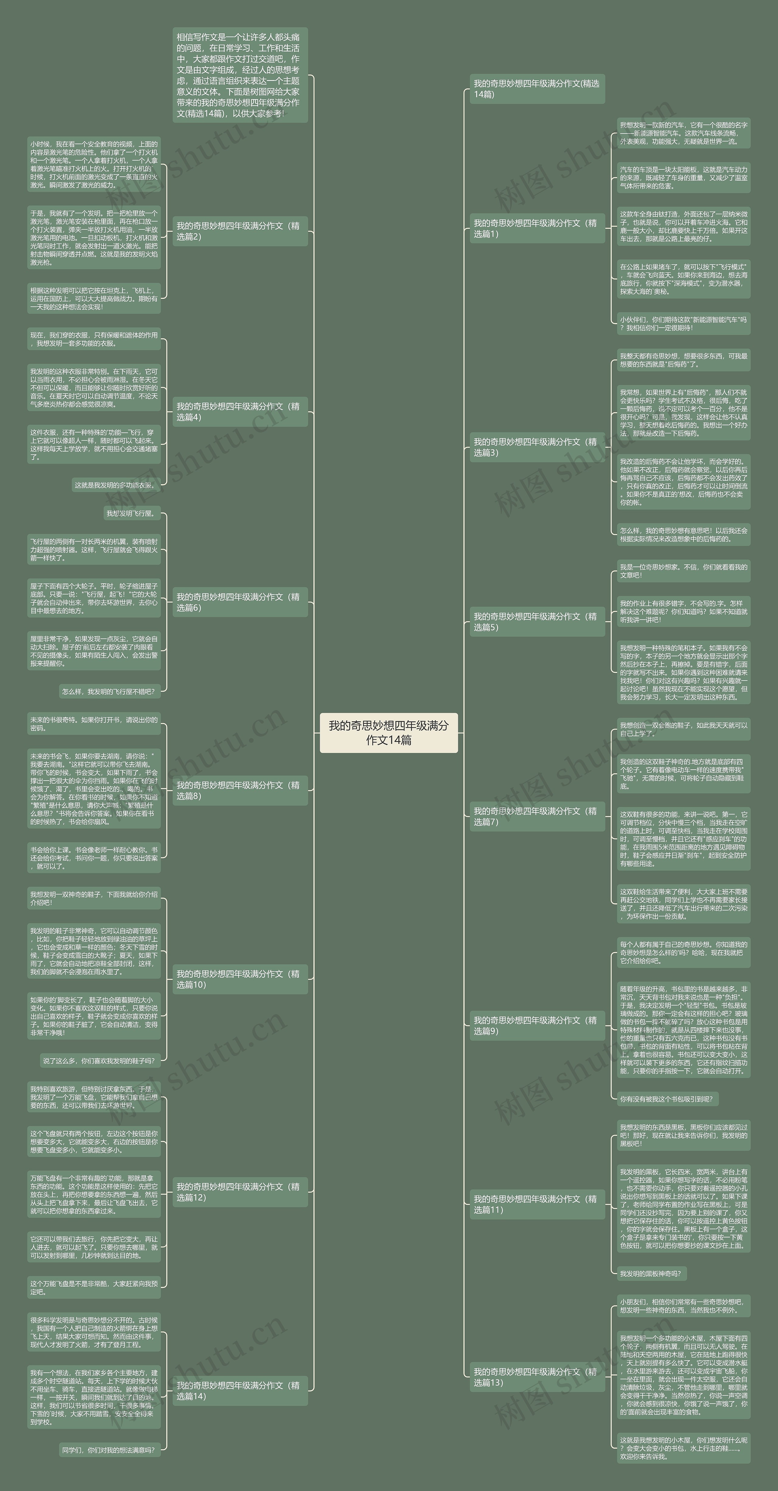 我的奇思妙想四年级满分作文14篇思维导图