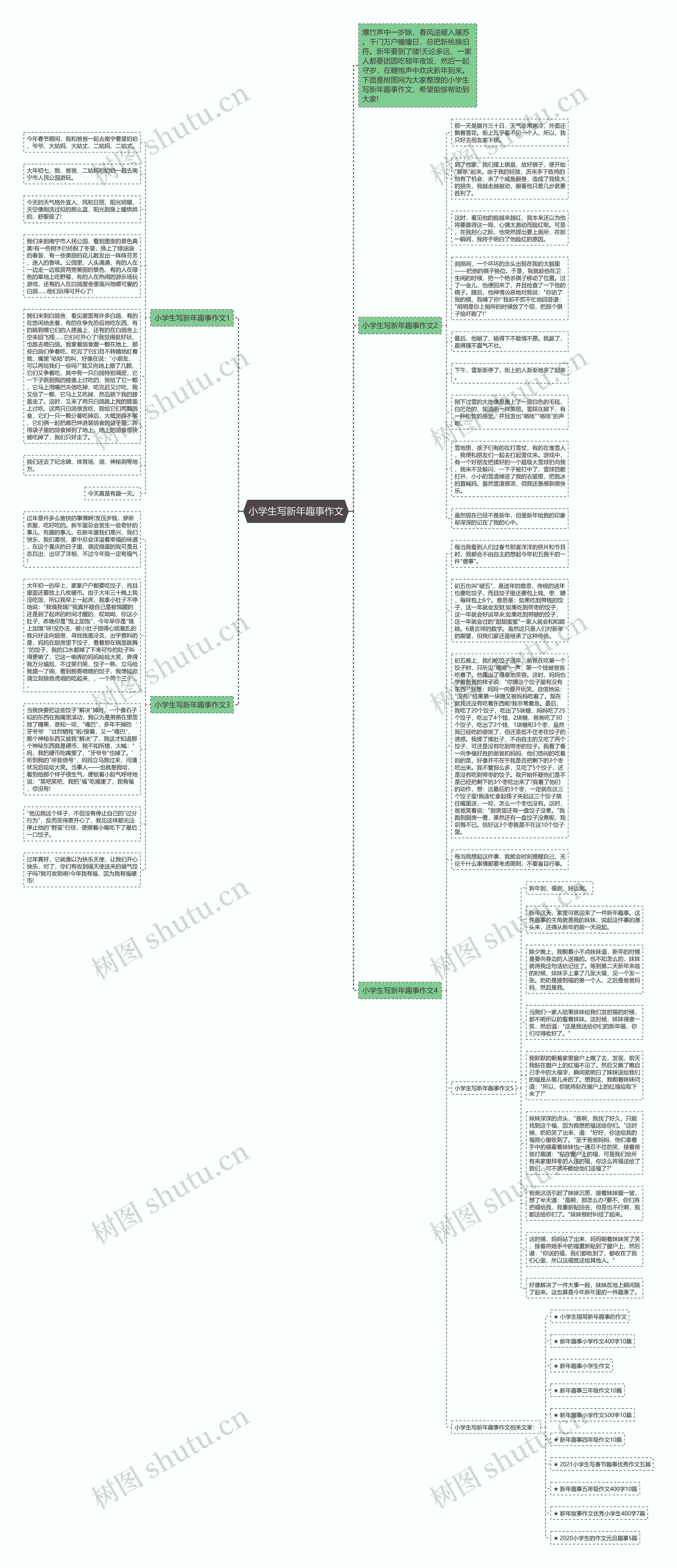 小学生写新年趣事作文思维导图