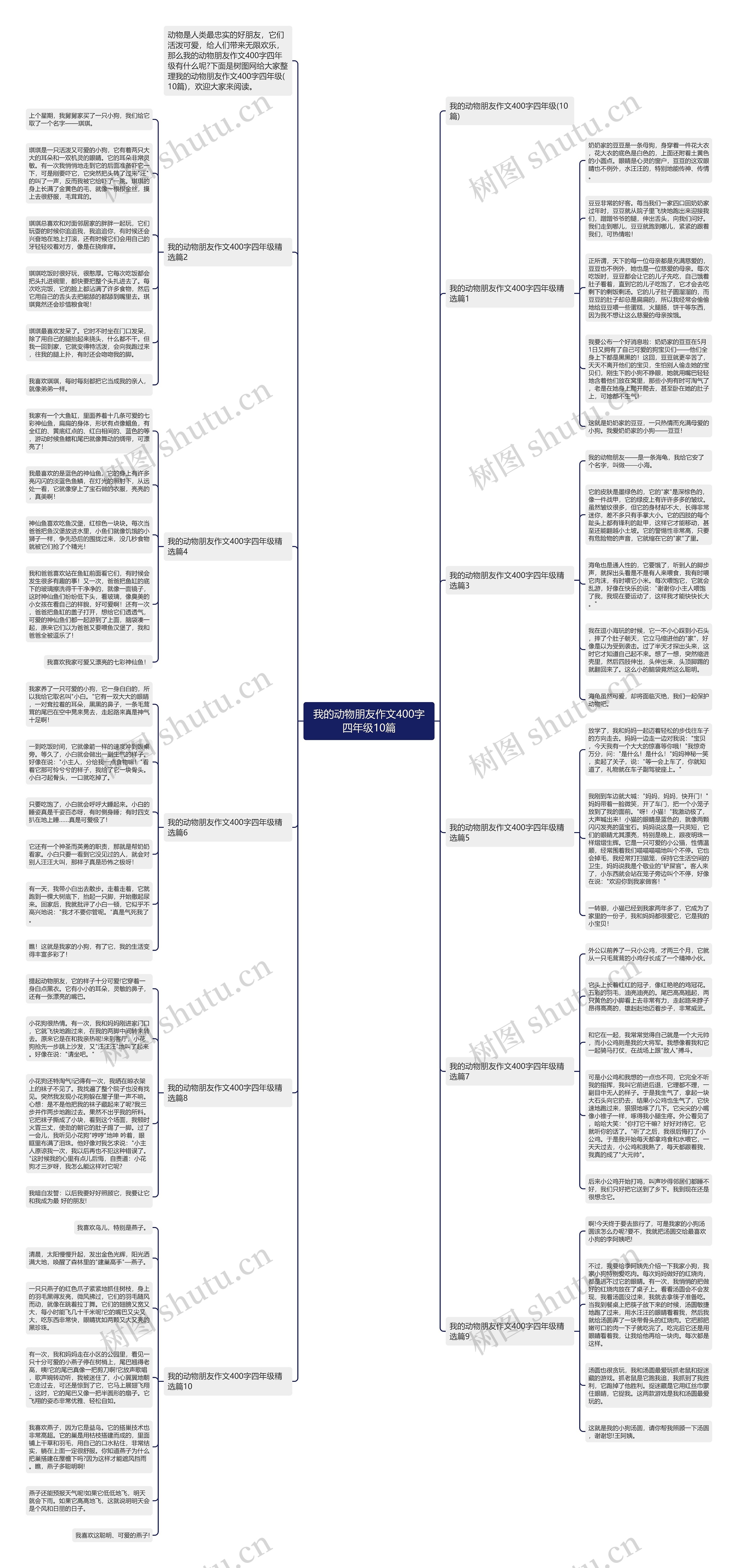 我的动物朋友作文400字四年级10篇思维导图