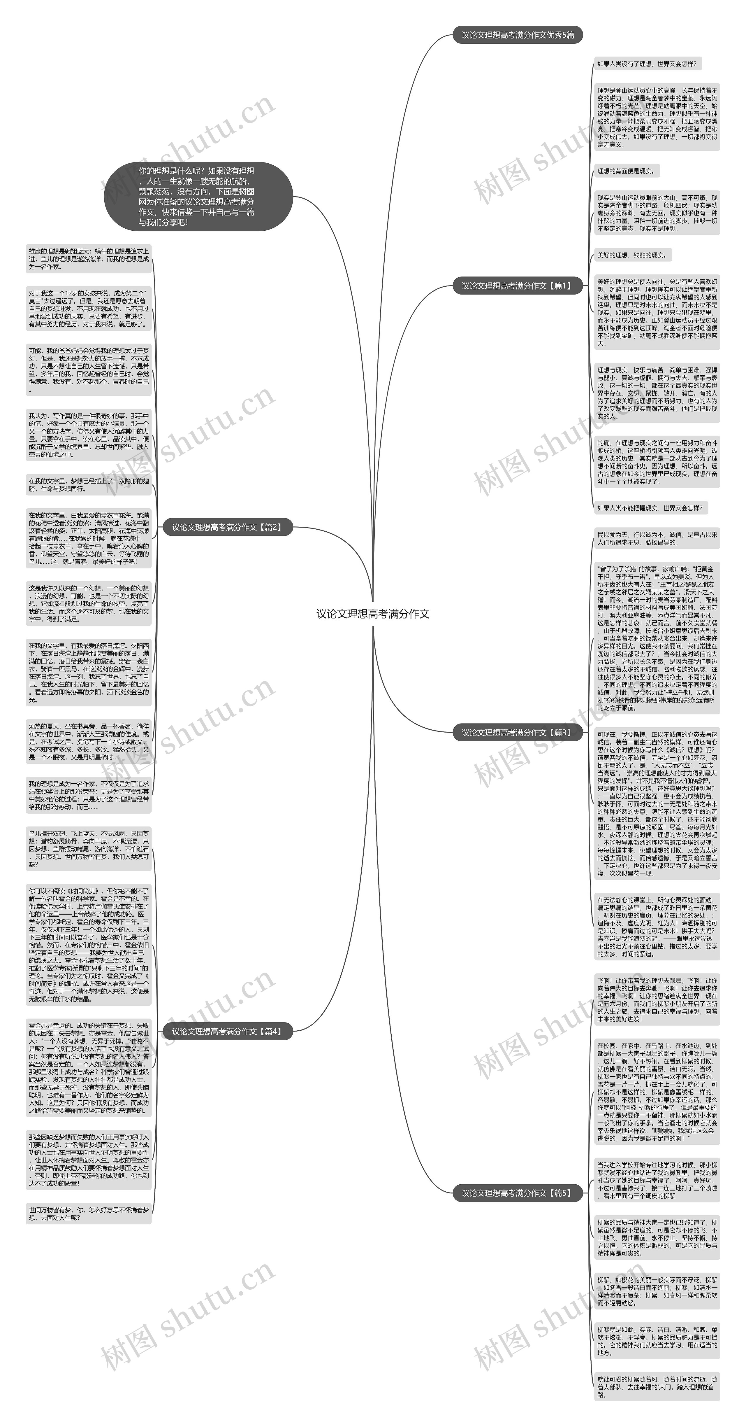 议论文理想高考满分作文思维导图