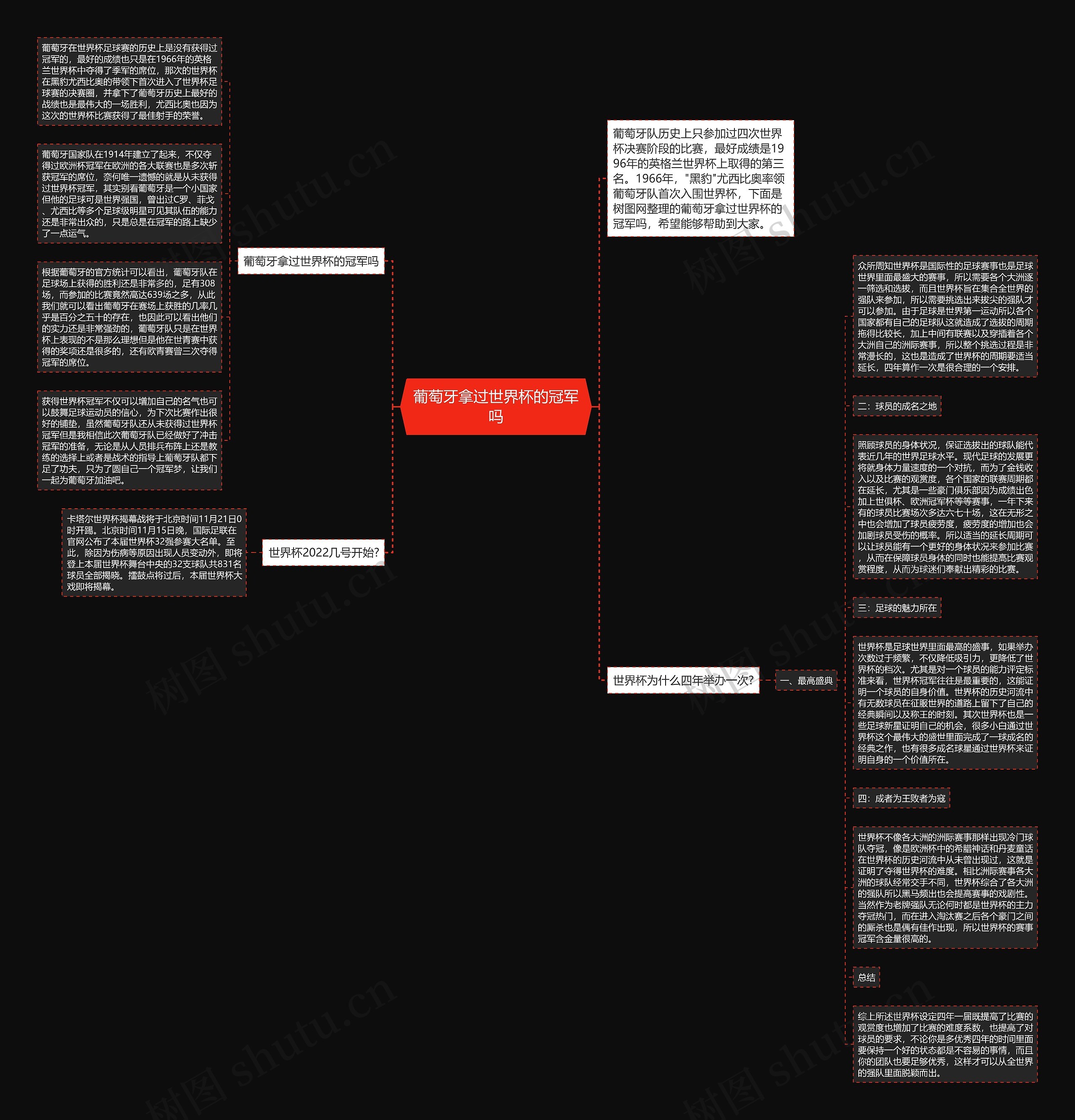 葡萄牙拿过世界杯的冠军吗思维导图