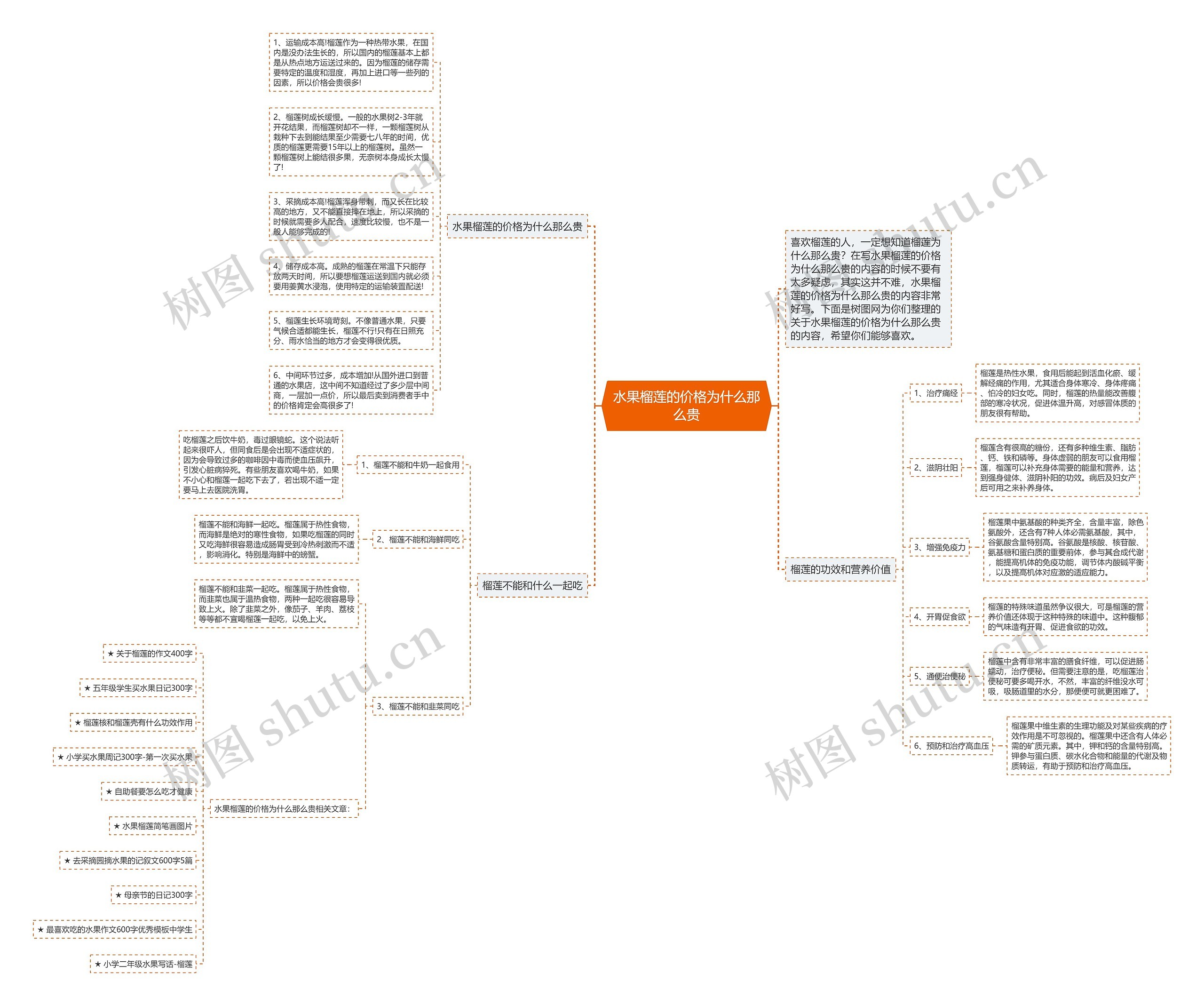 水果榴莲的价格为什么那么贵思维导图