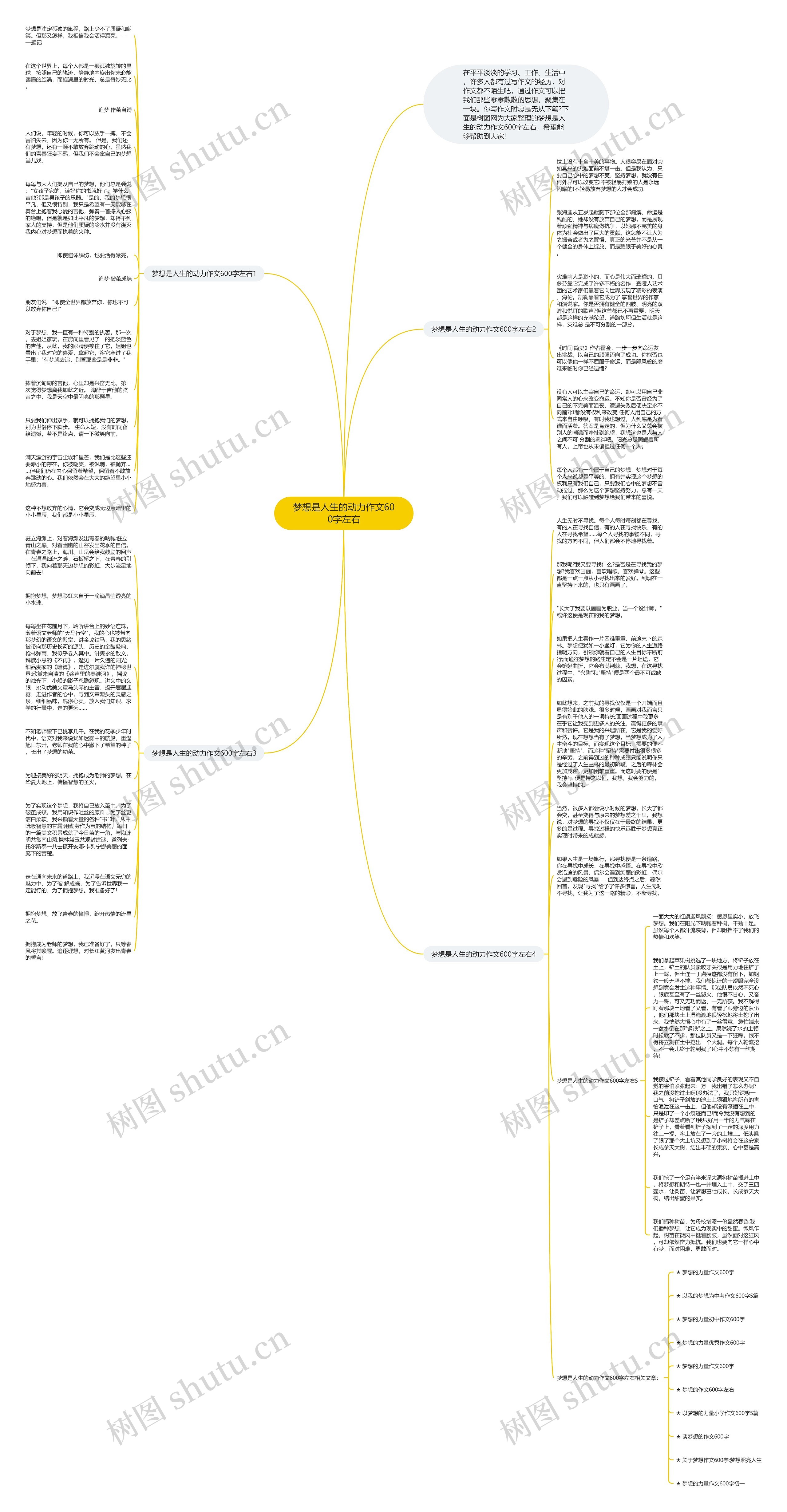 梦想是人生的动力作文600字左右思维导图