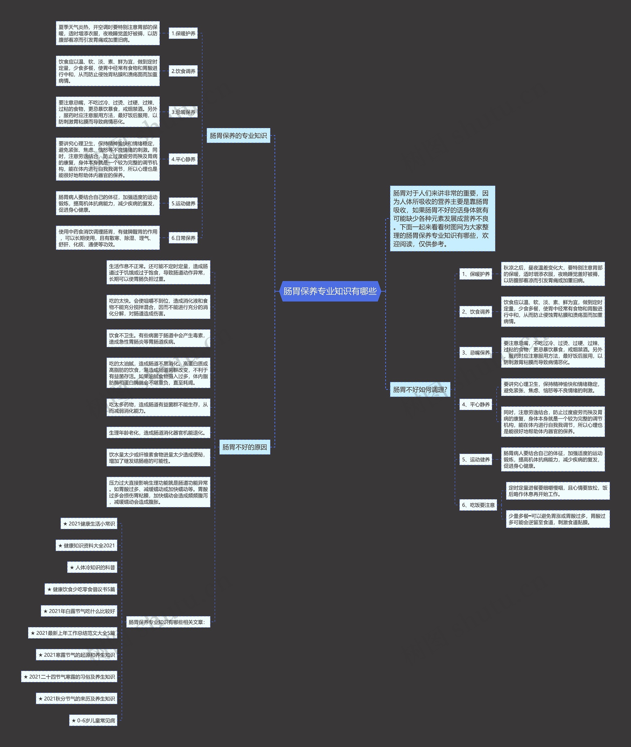 肠胃保养专业知识有哪些思维导图