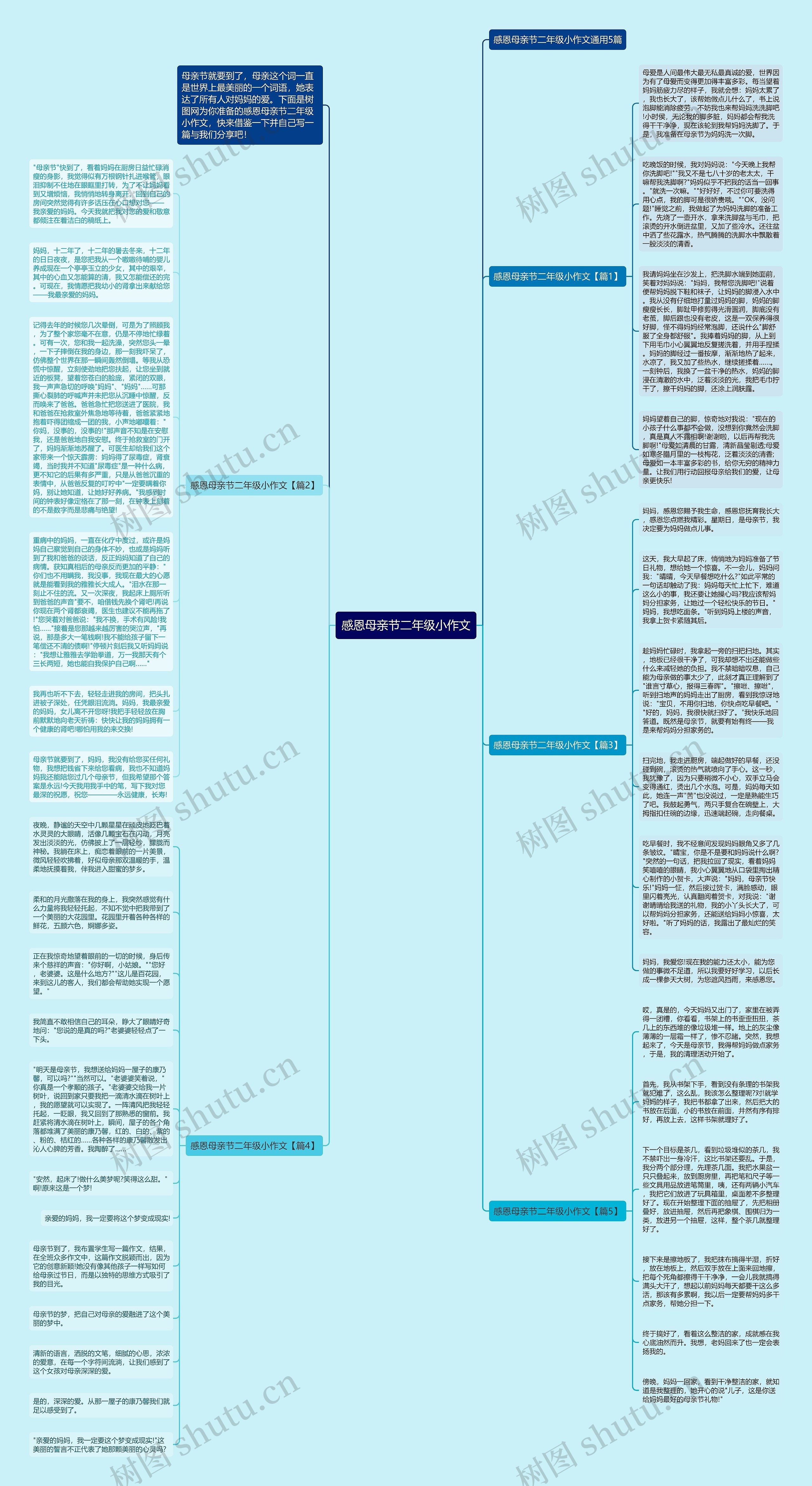 感恩母亲节二年级小作文思维导图