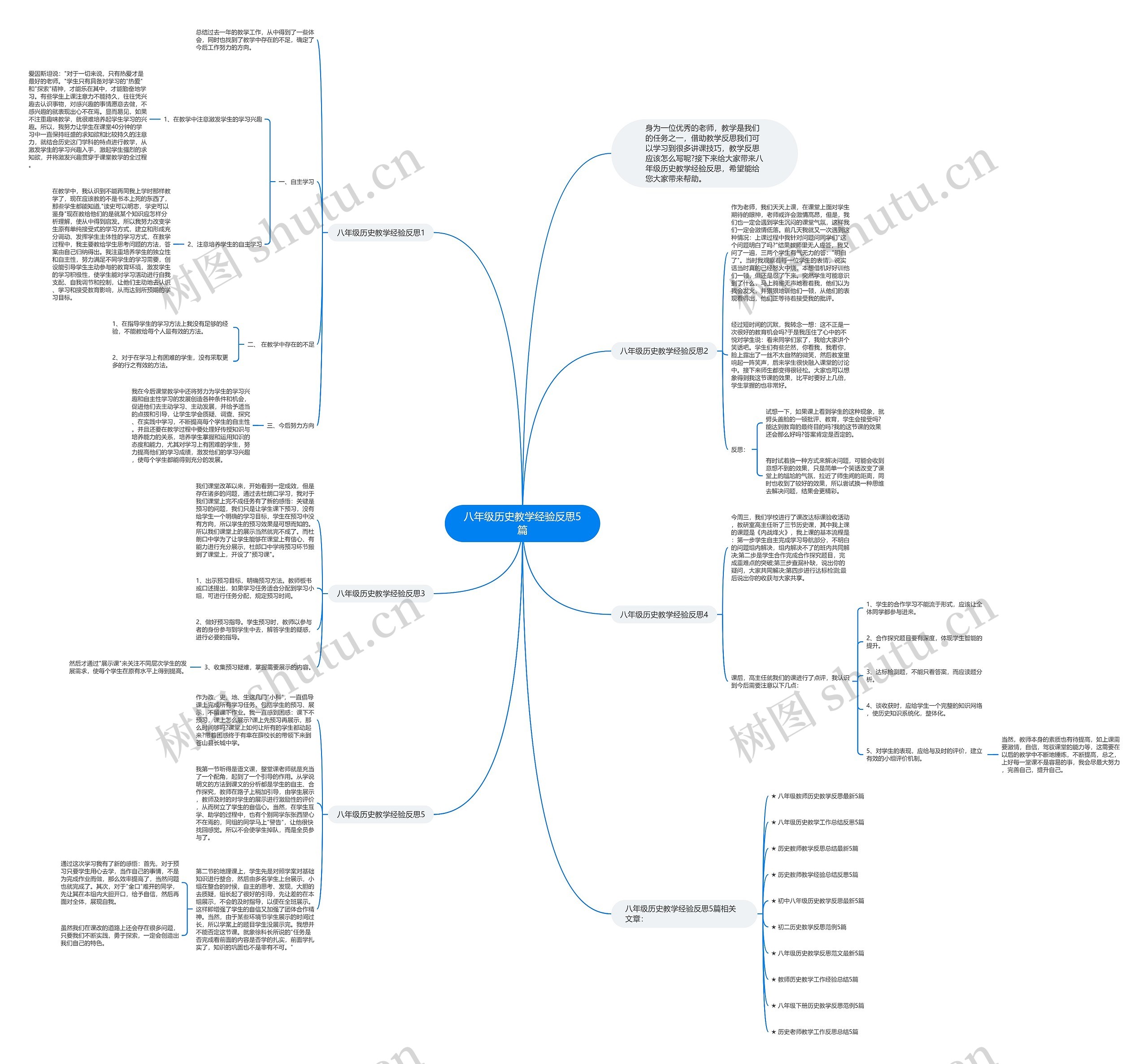 八年级历史教学经验反思5篇思维导图