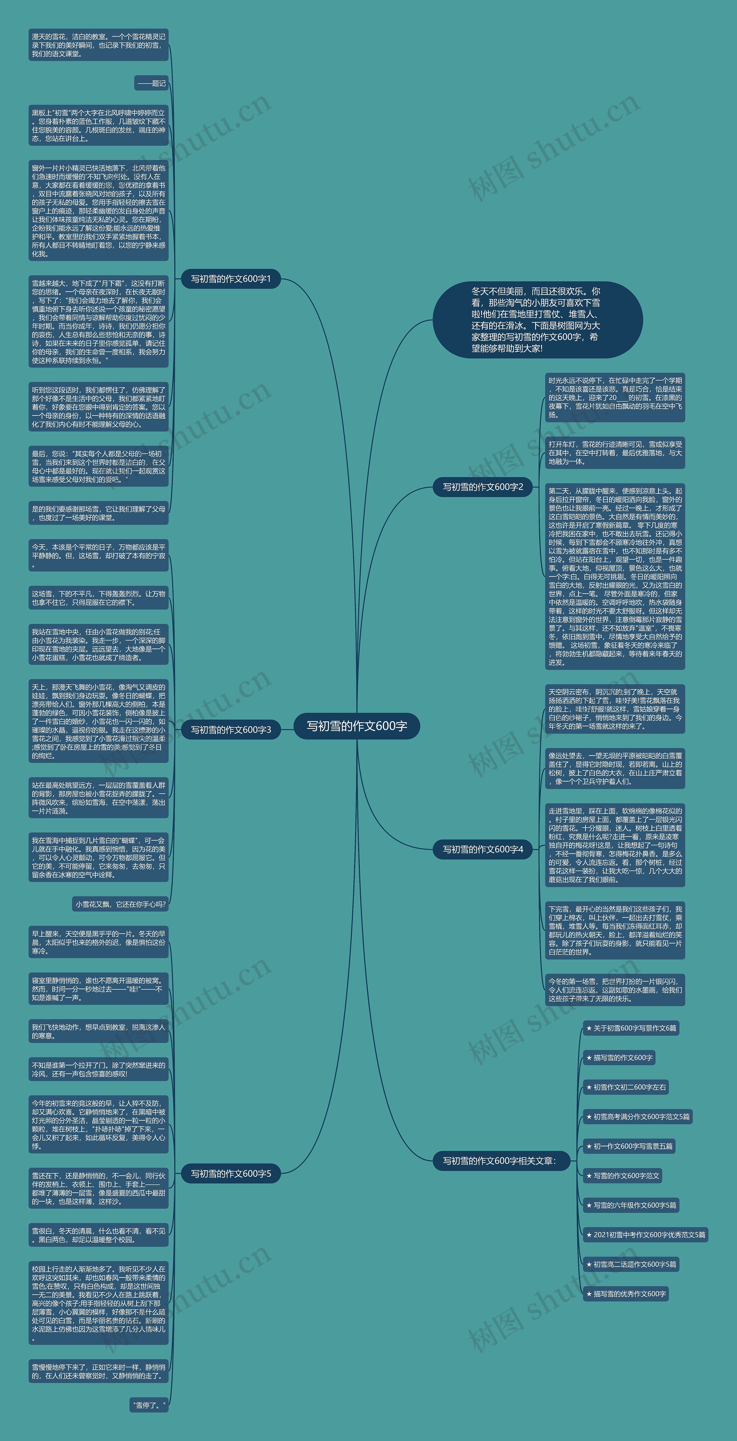 写初雪的作文600字思维导图