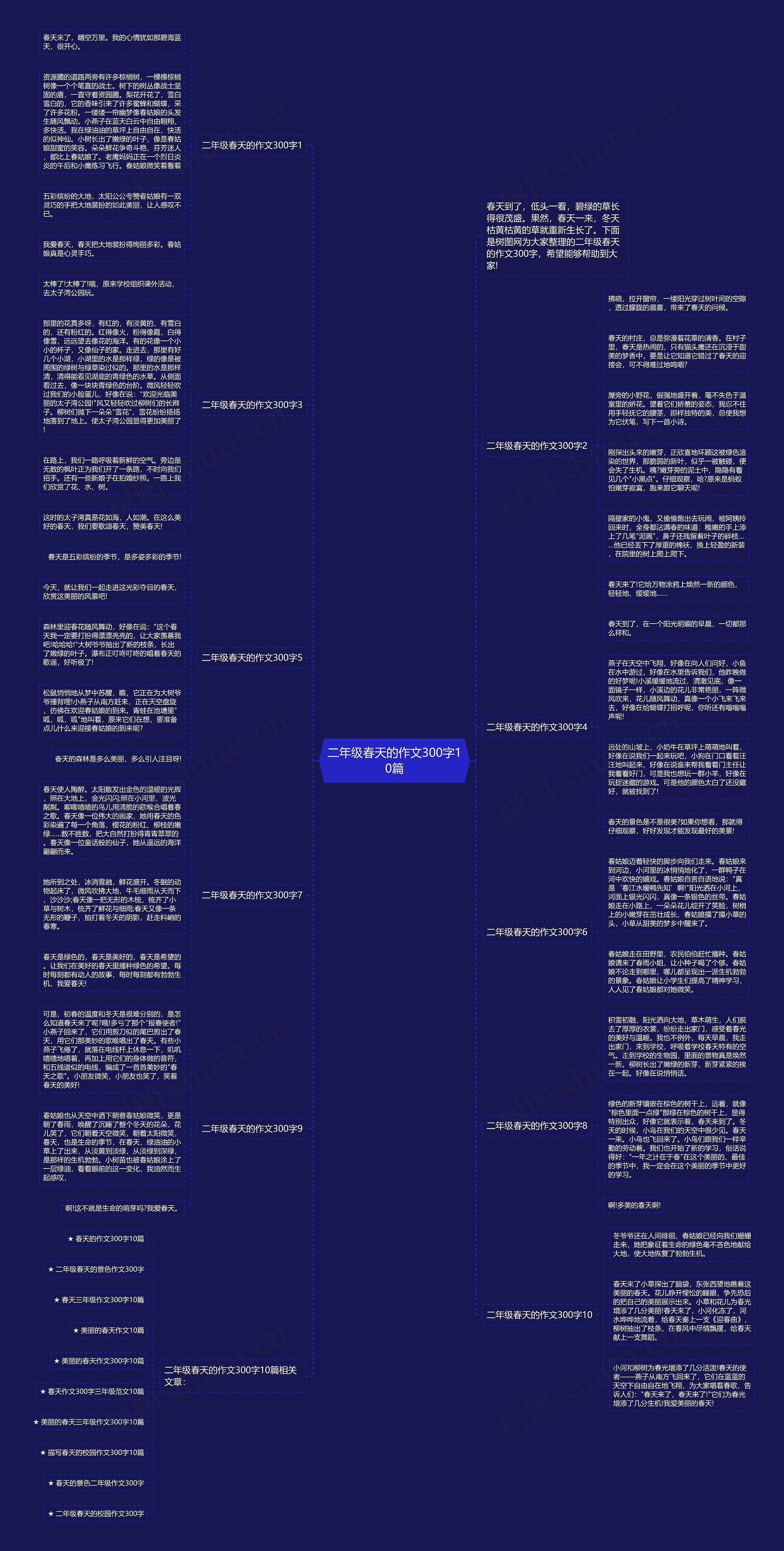 二年级春天的作文300字10篇思维导图