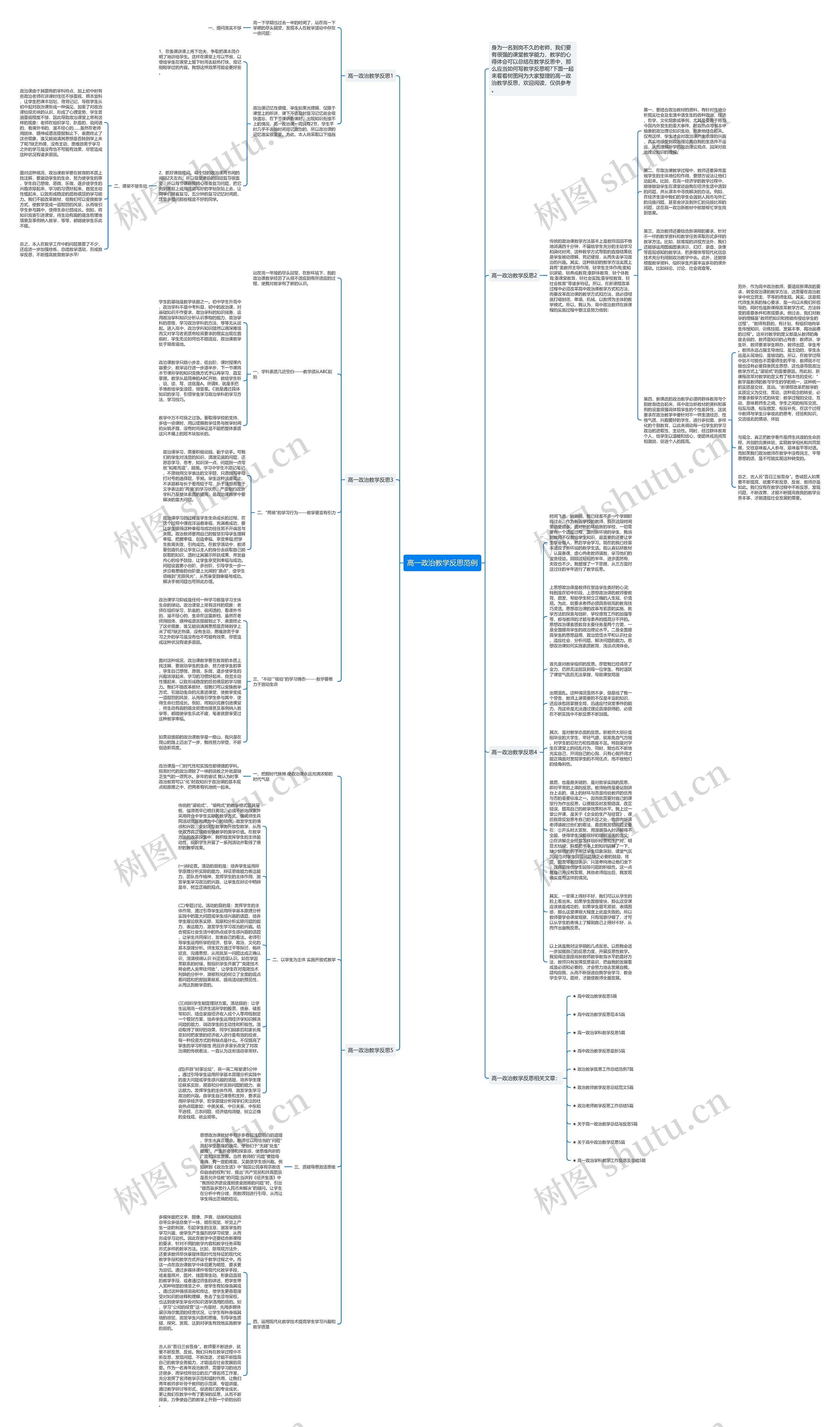 高一政治教学反思范例思维导图