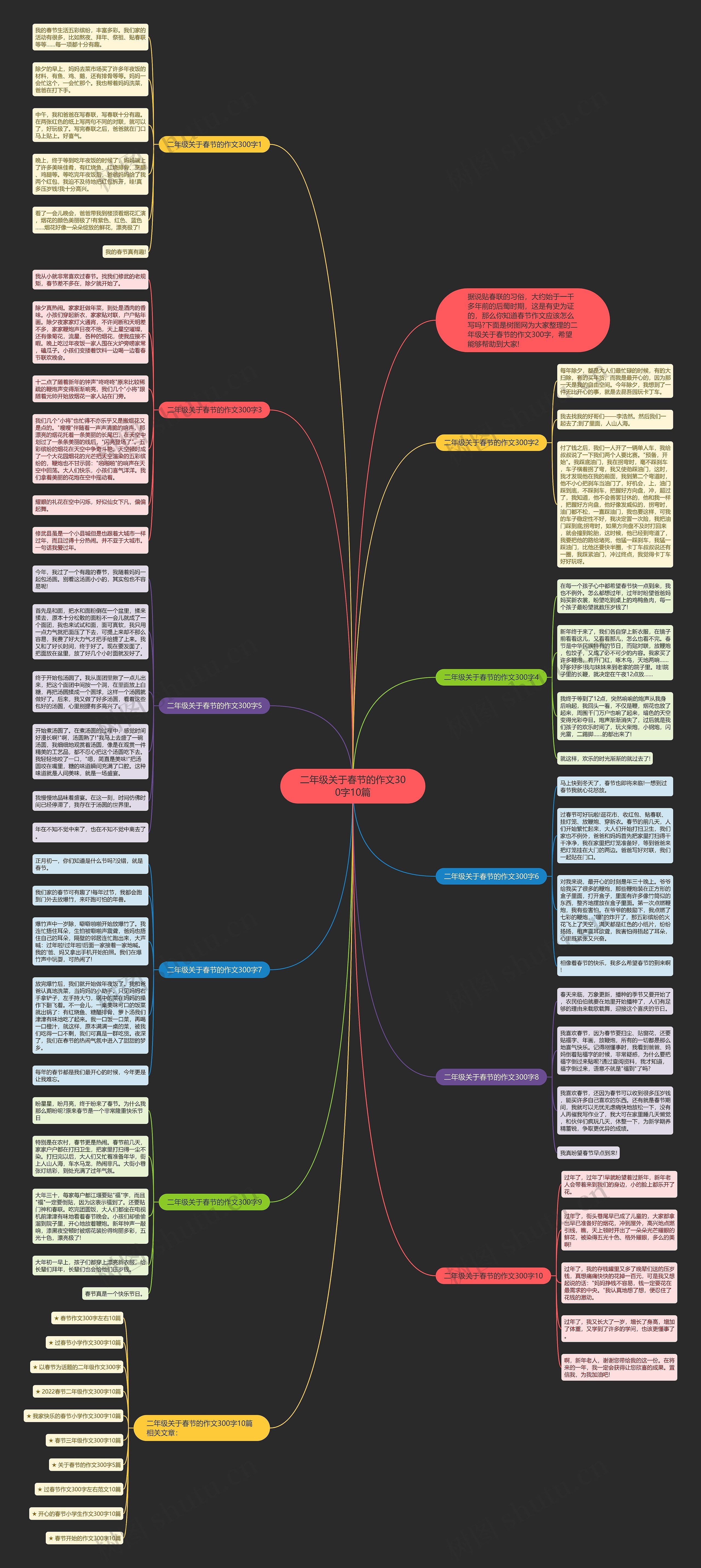 二年级关于春节的作文300字10篇思维导图