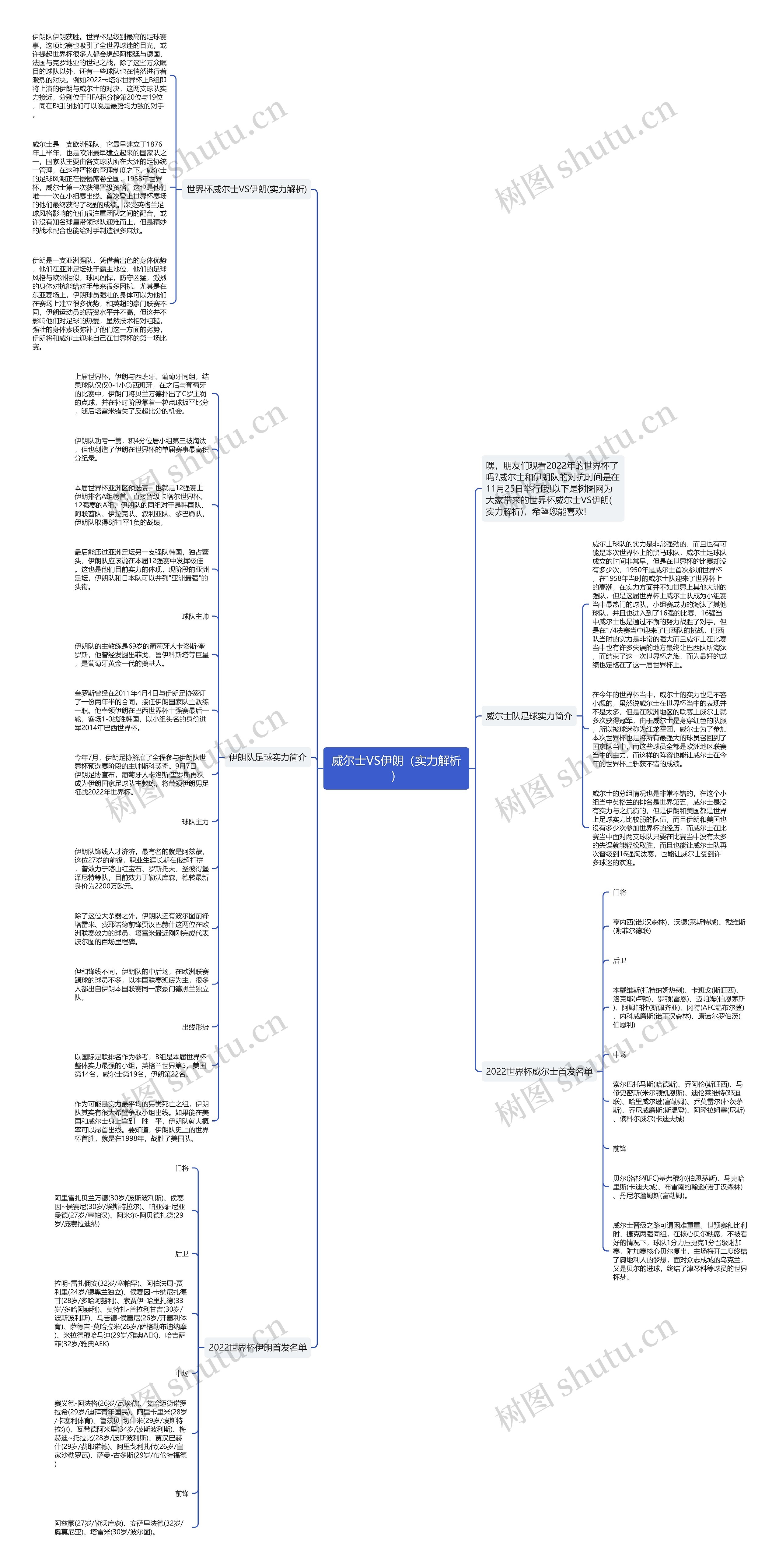 威尔士VS伊朗（实力解析）思维导图