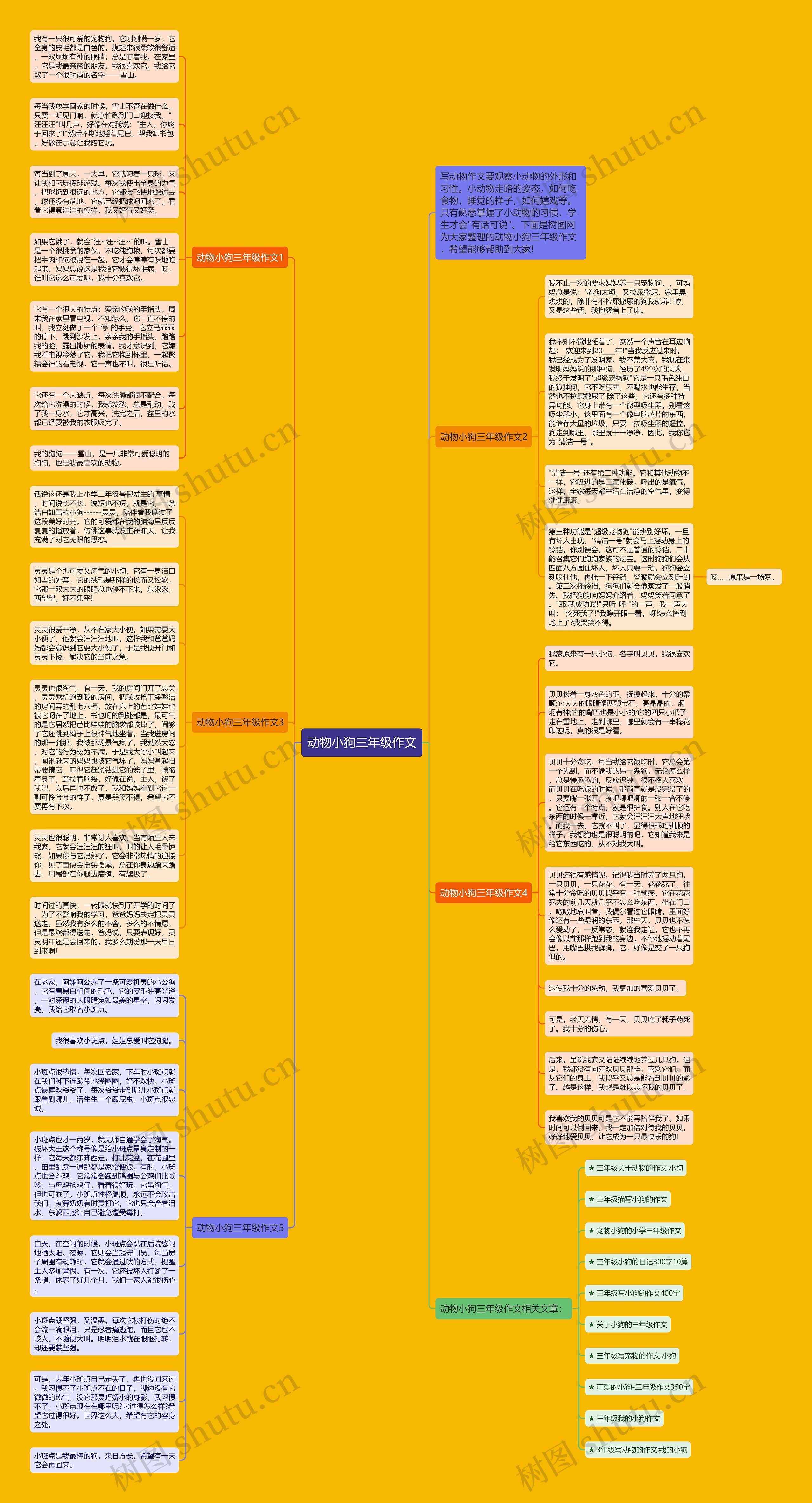 动物小狗三年级作文思维导图