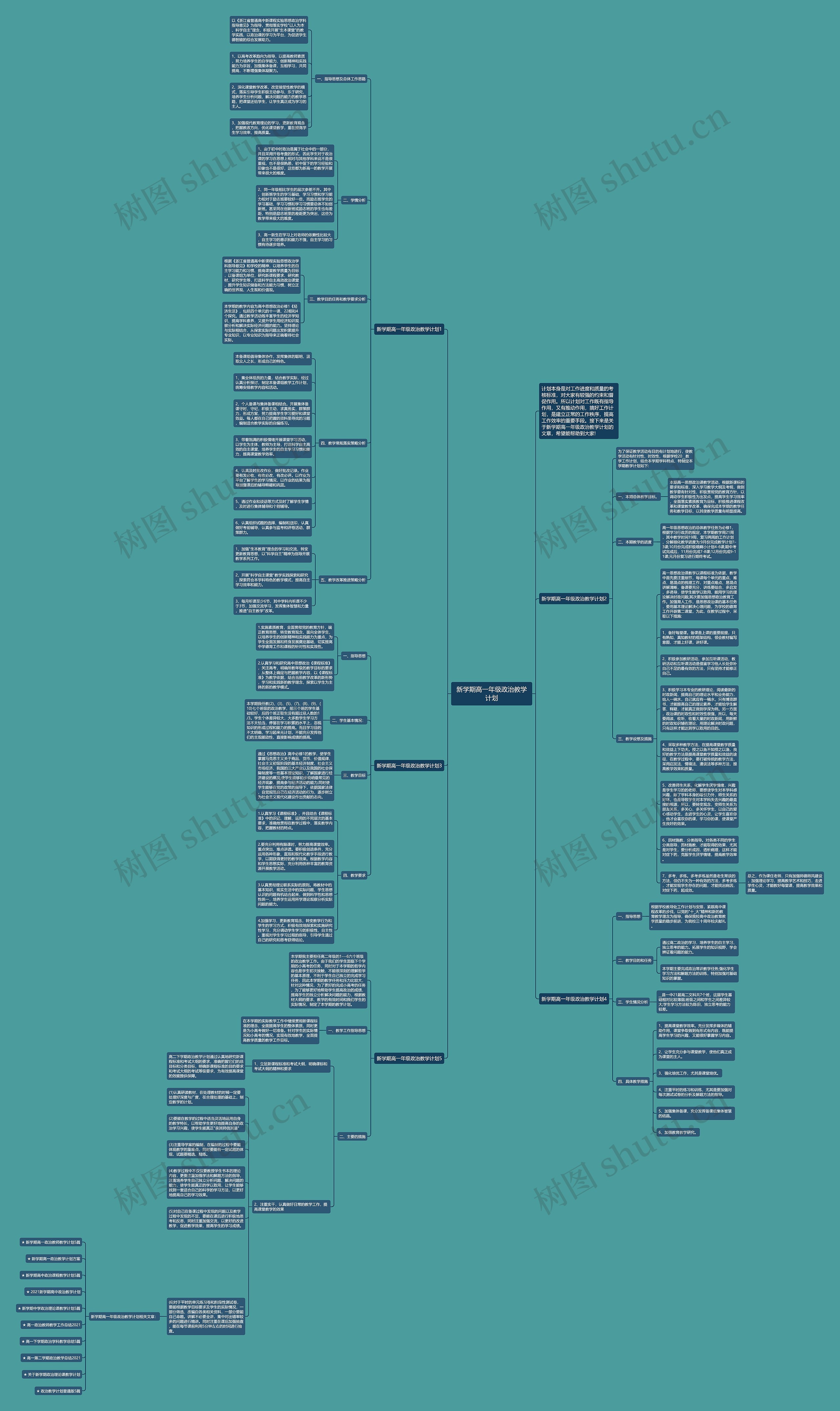 新学期高一年级政治教学计划思维导图