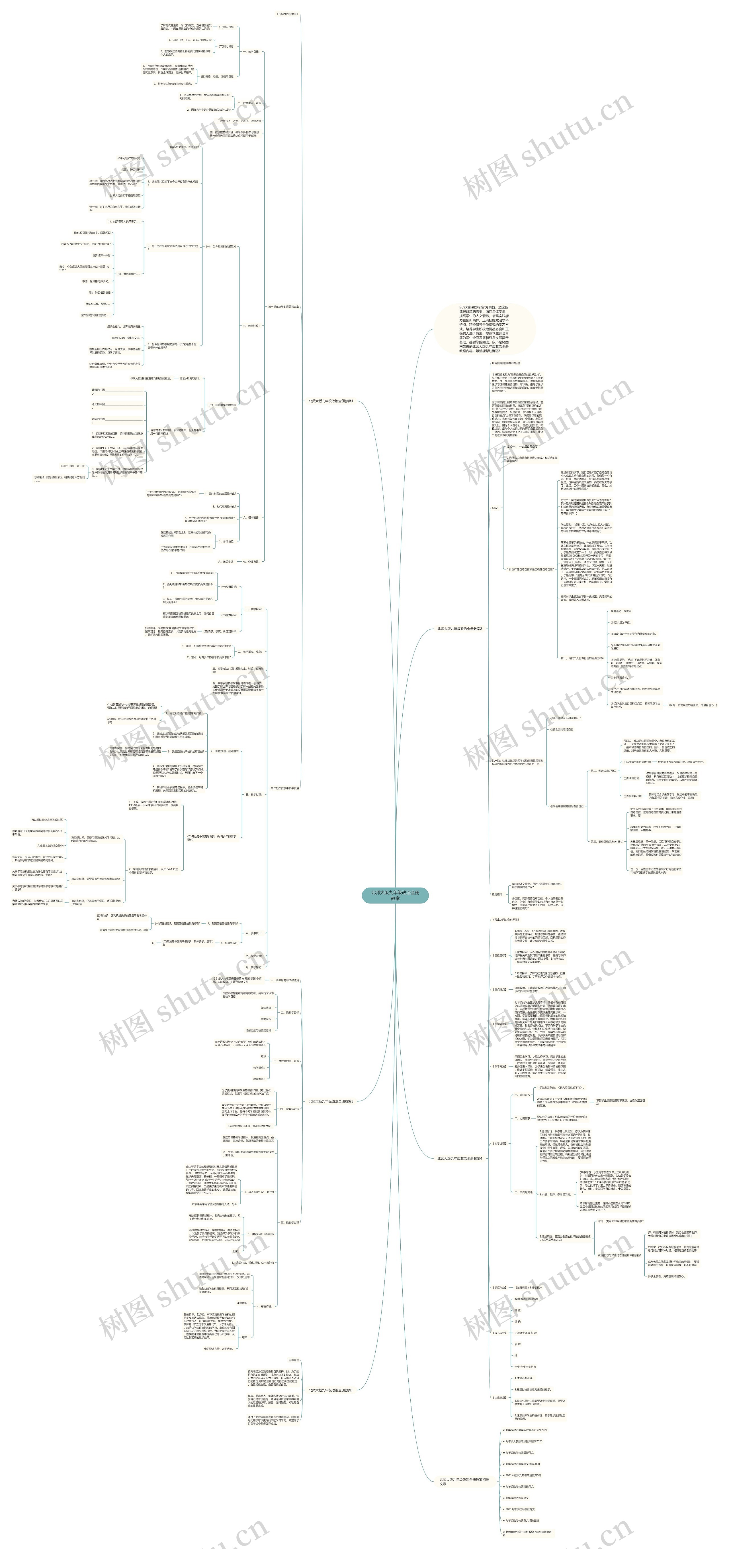 北师大版九年级政治全册教案思维导图