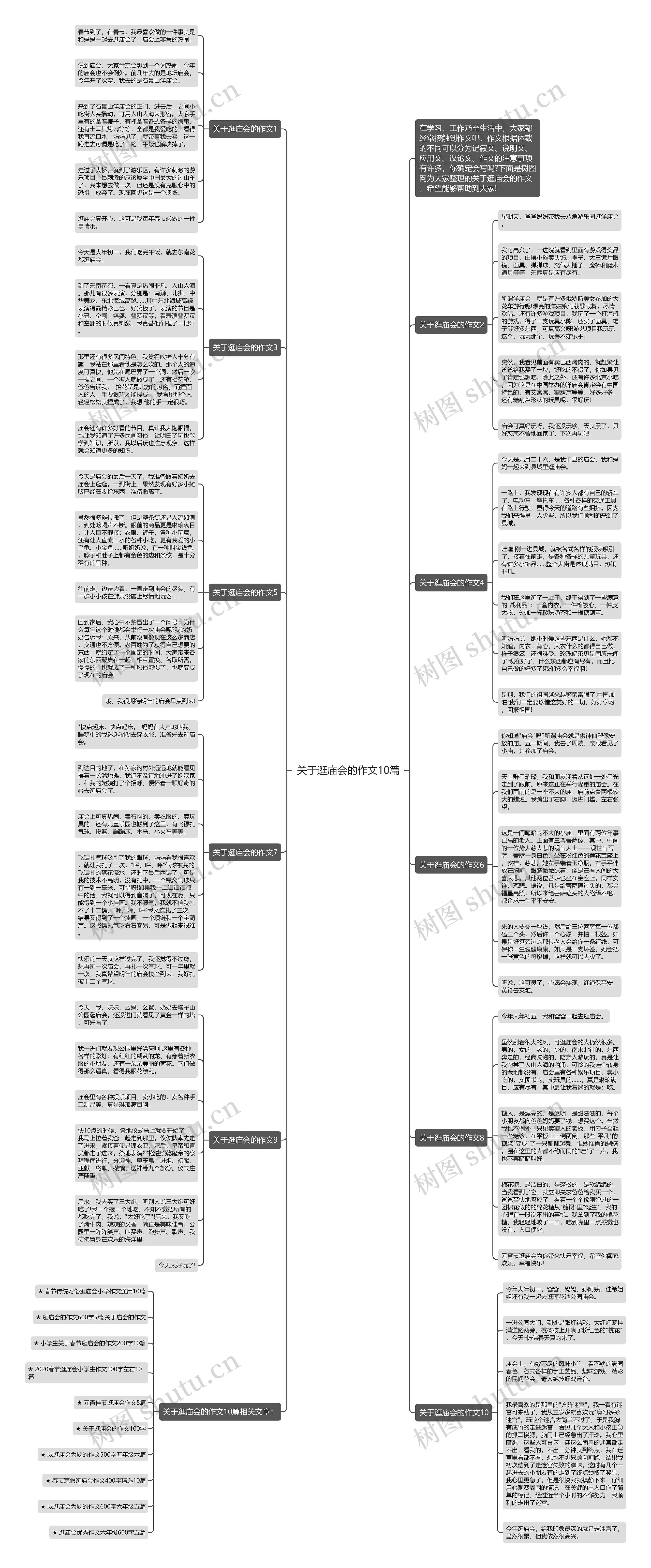 关于逛庙会的作文10篇思维导图