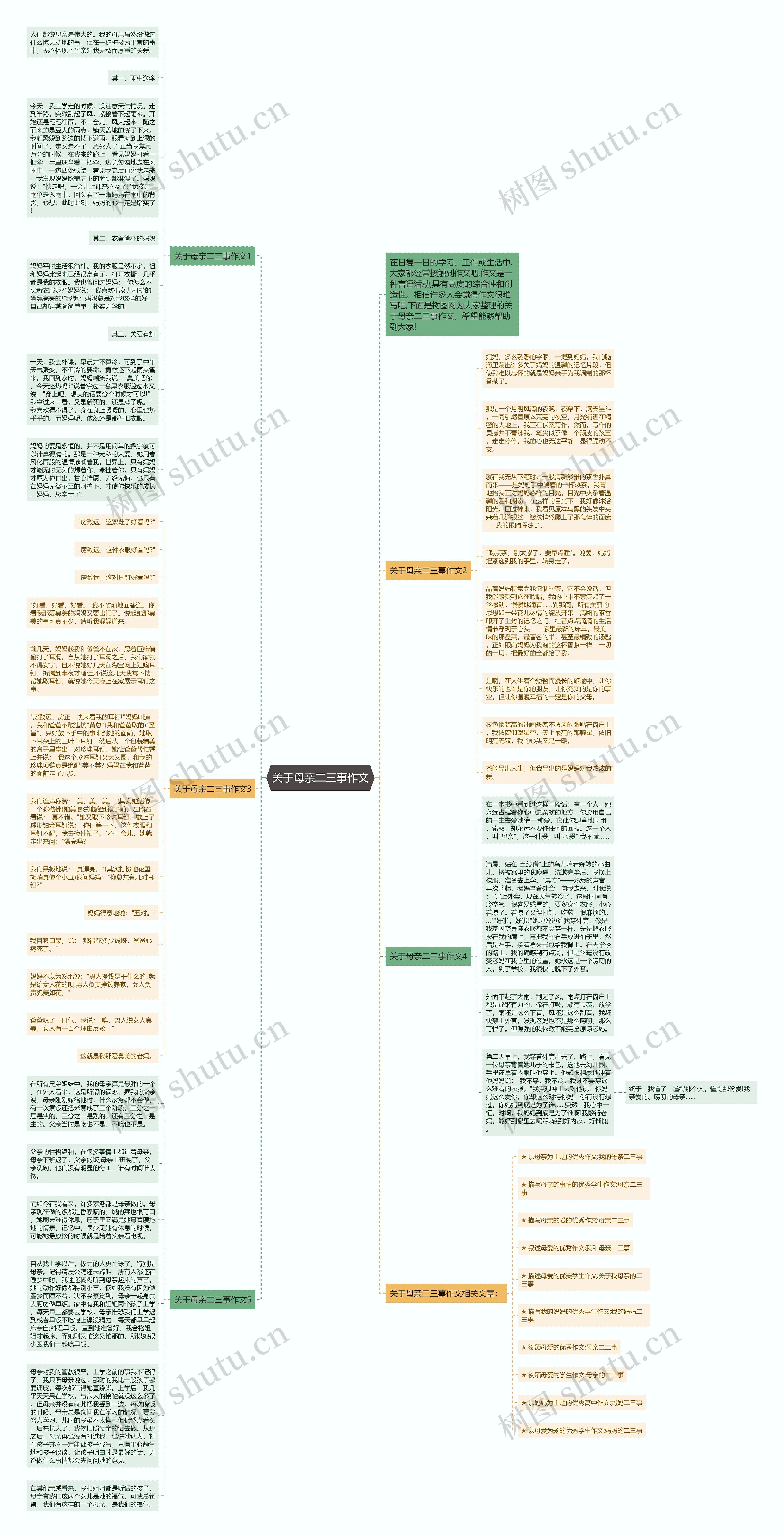 关于母亲二三事作文思维导图