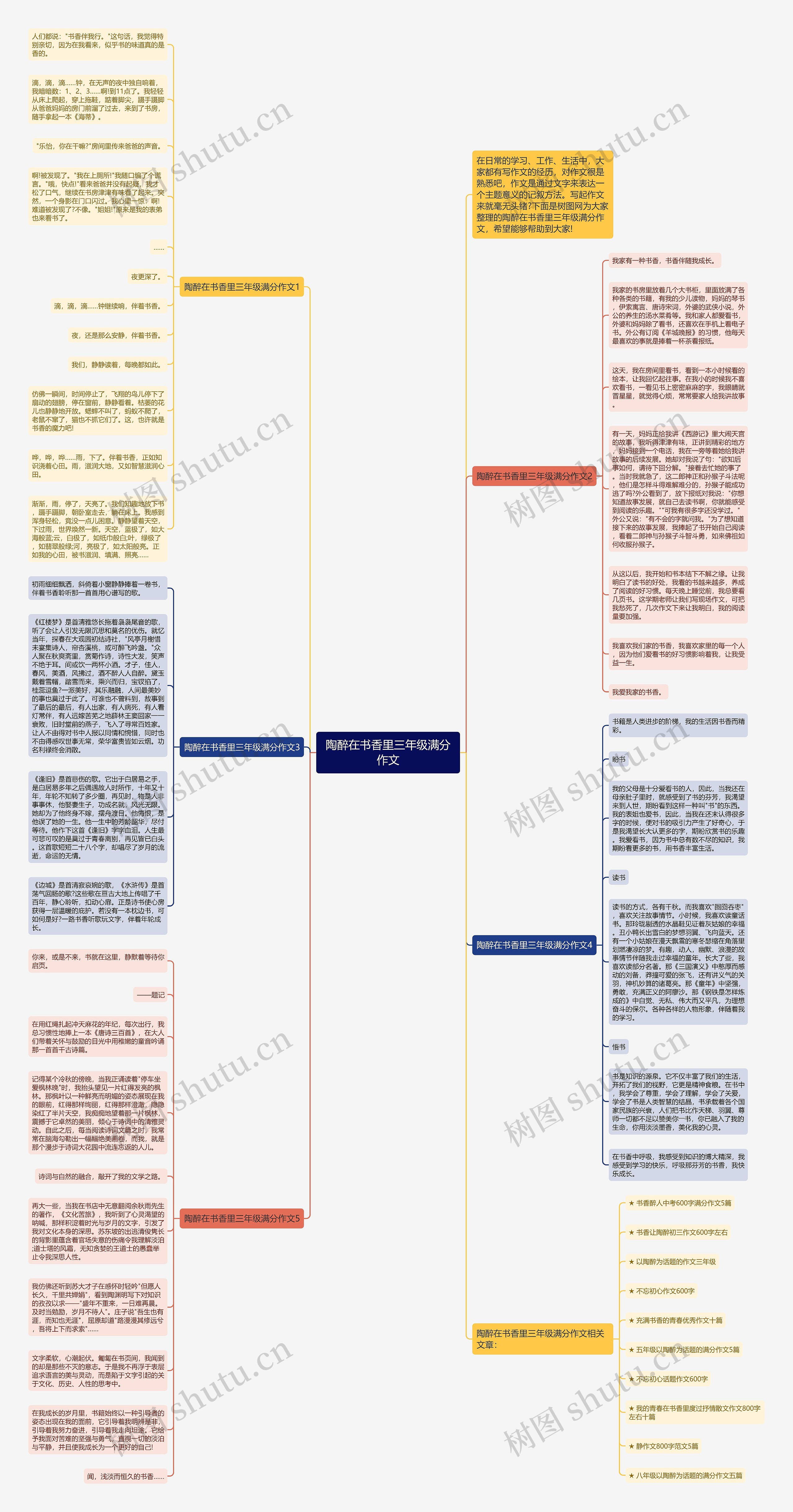 陶醉在书香里三年级满分作文思维导图