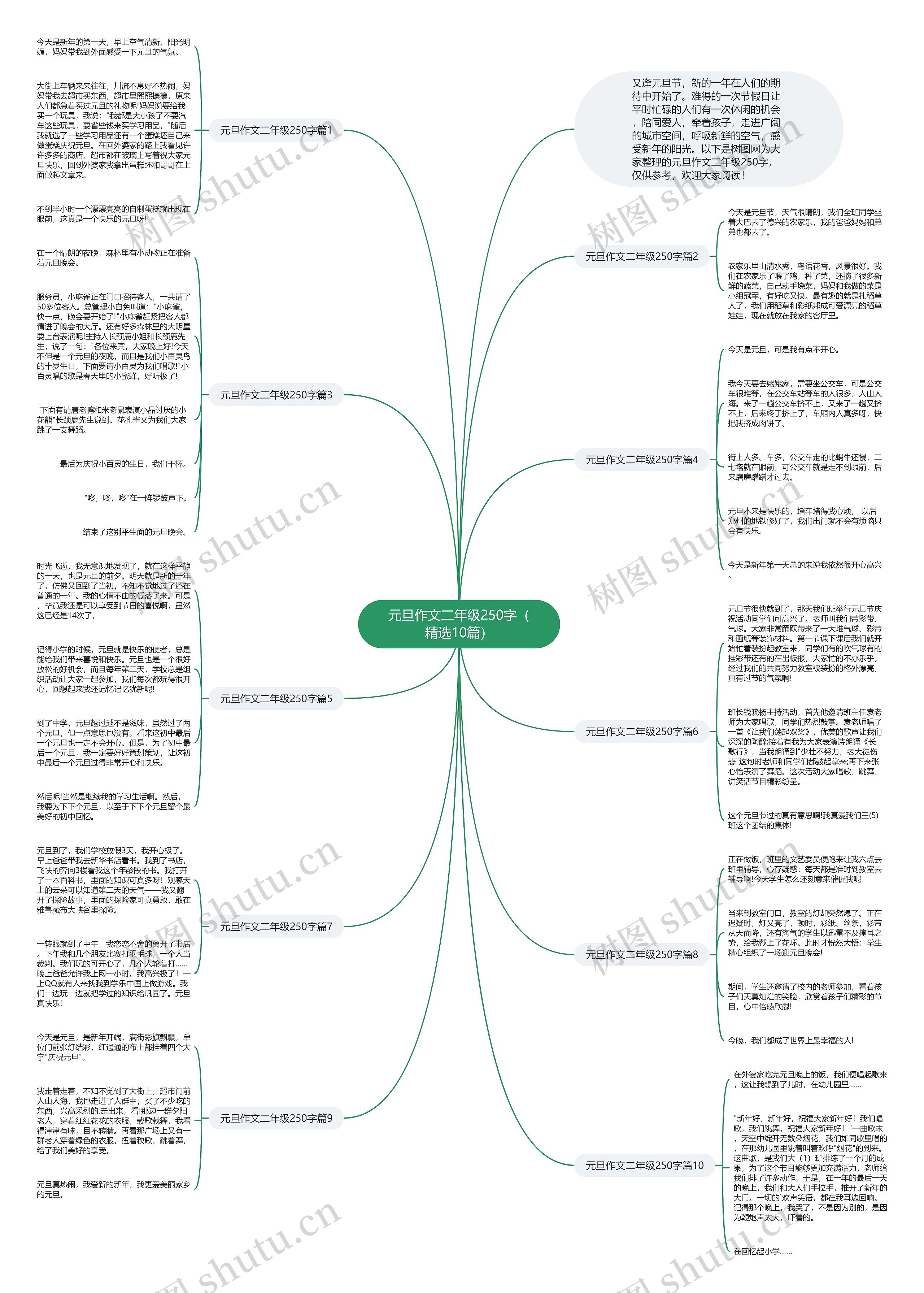 元旦作文二年级250字（精选10篇）思维导图