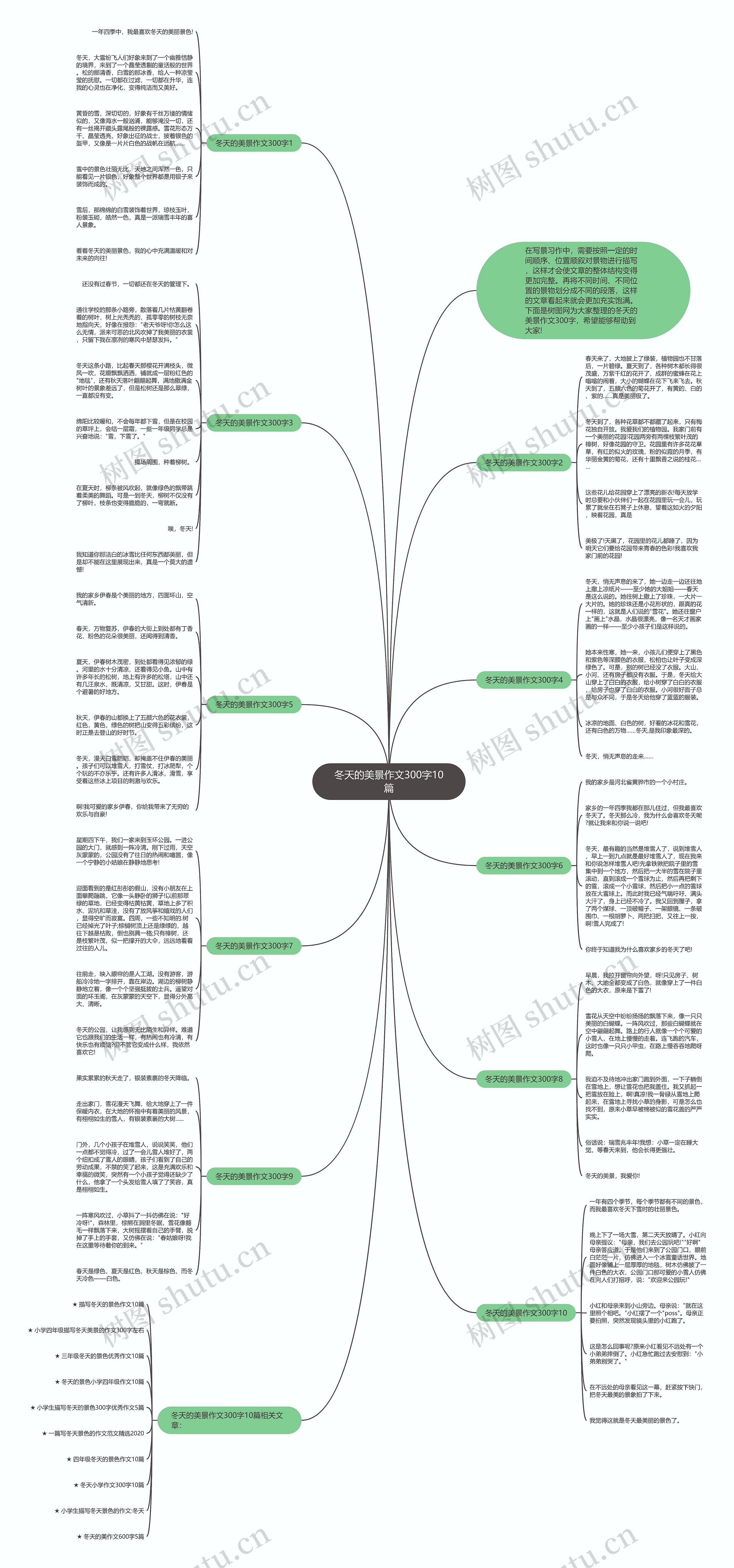 冬天的美景作文300字10篇思维导图