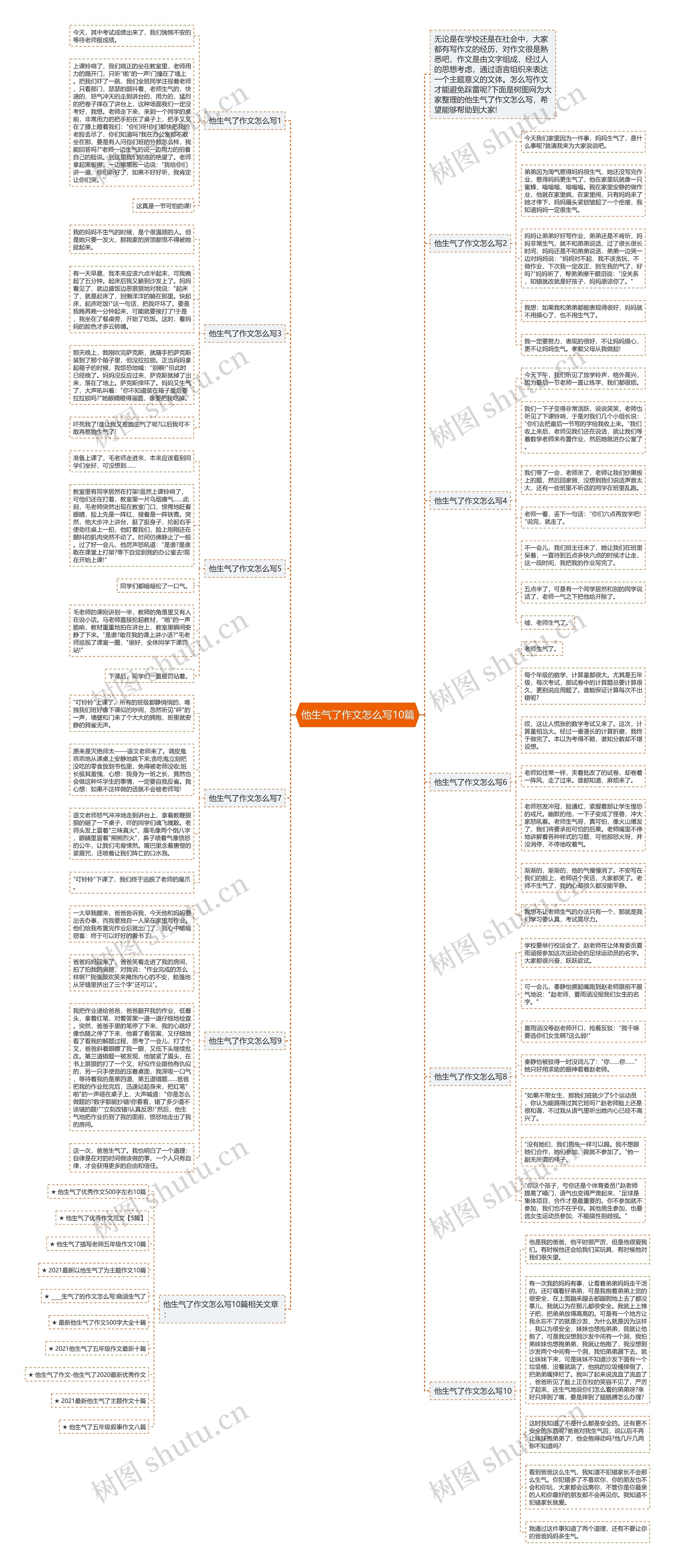 他生气了作文怎么写10篇思维导图