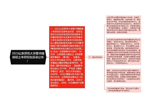 2023山东师范大学图书情报硕士考研招生目录公布！