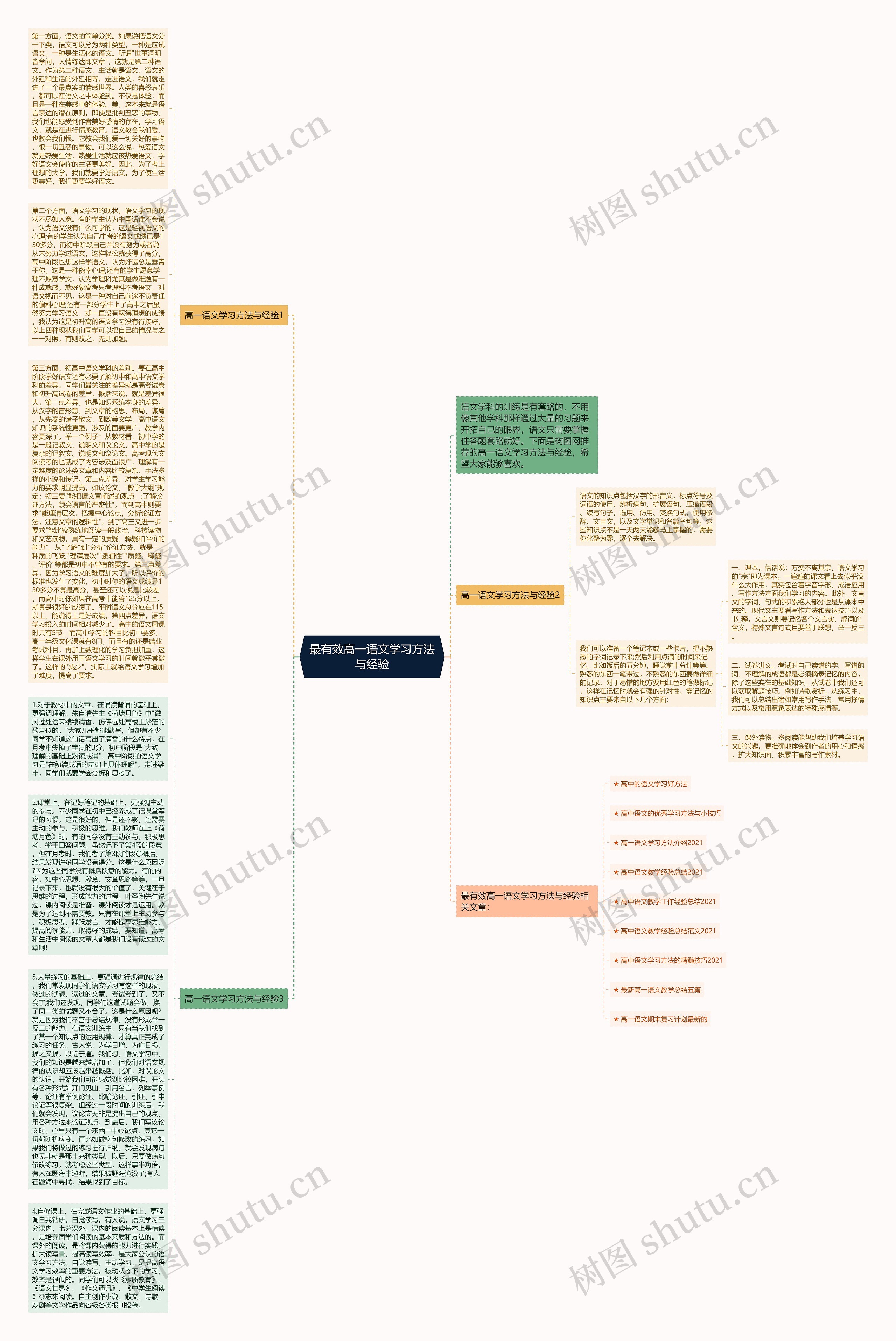 最有效高一语文学习方法与经验思维导图