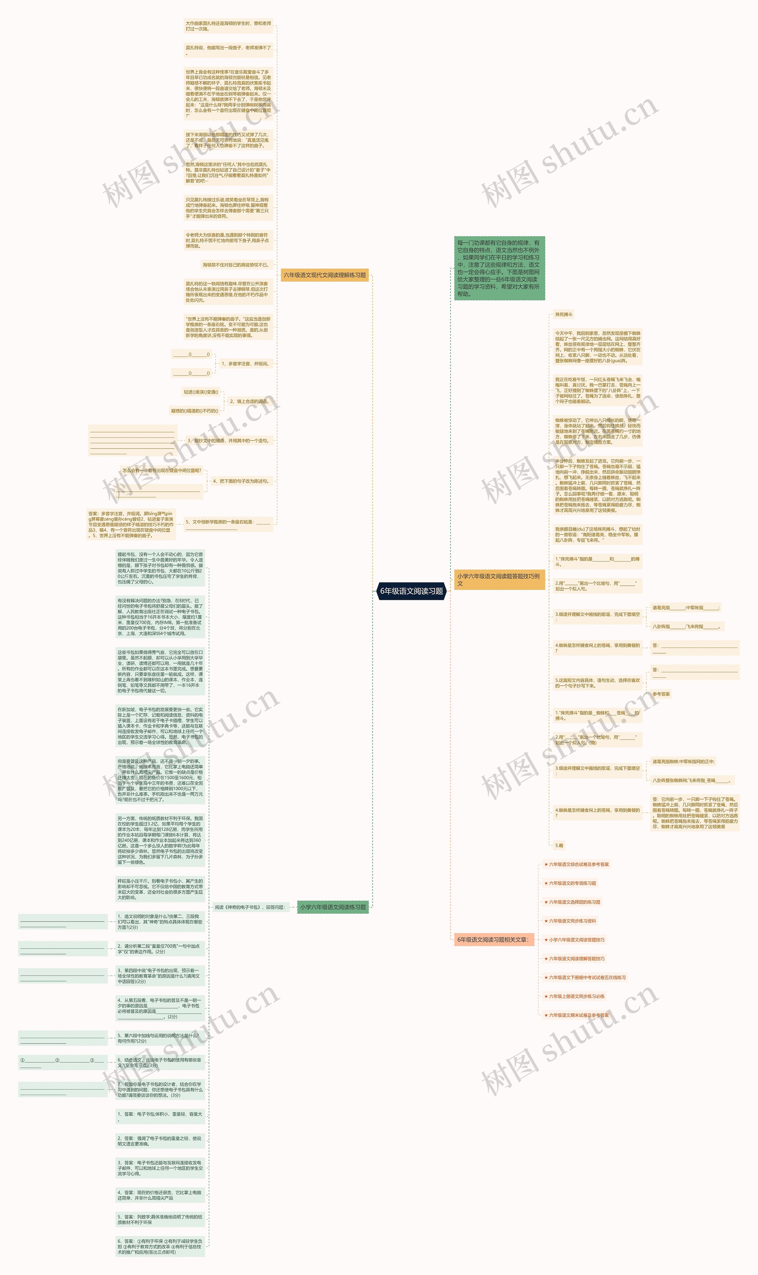 6年级语文阅读习题思维导图