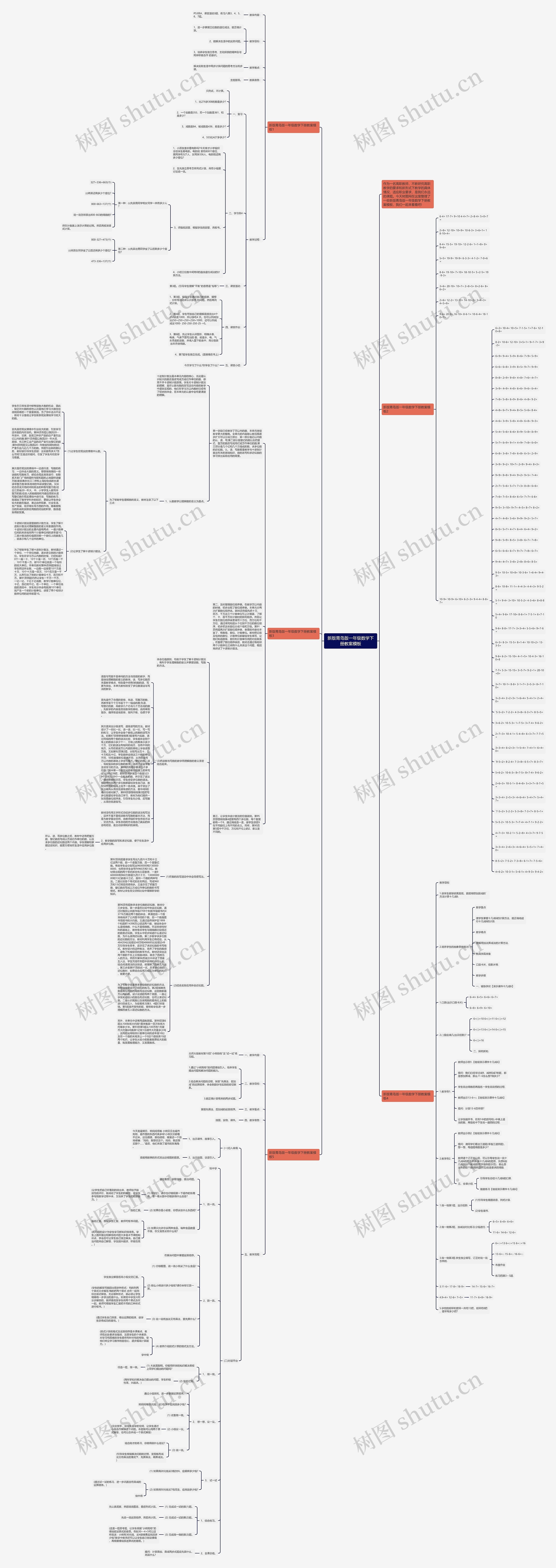 新版青岛版一年级数学下册教案思维导图
