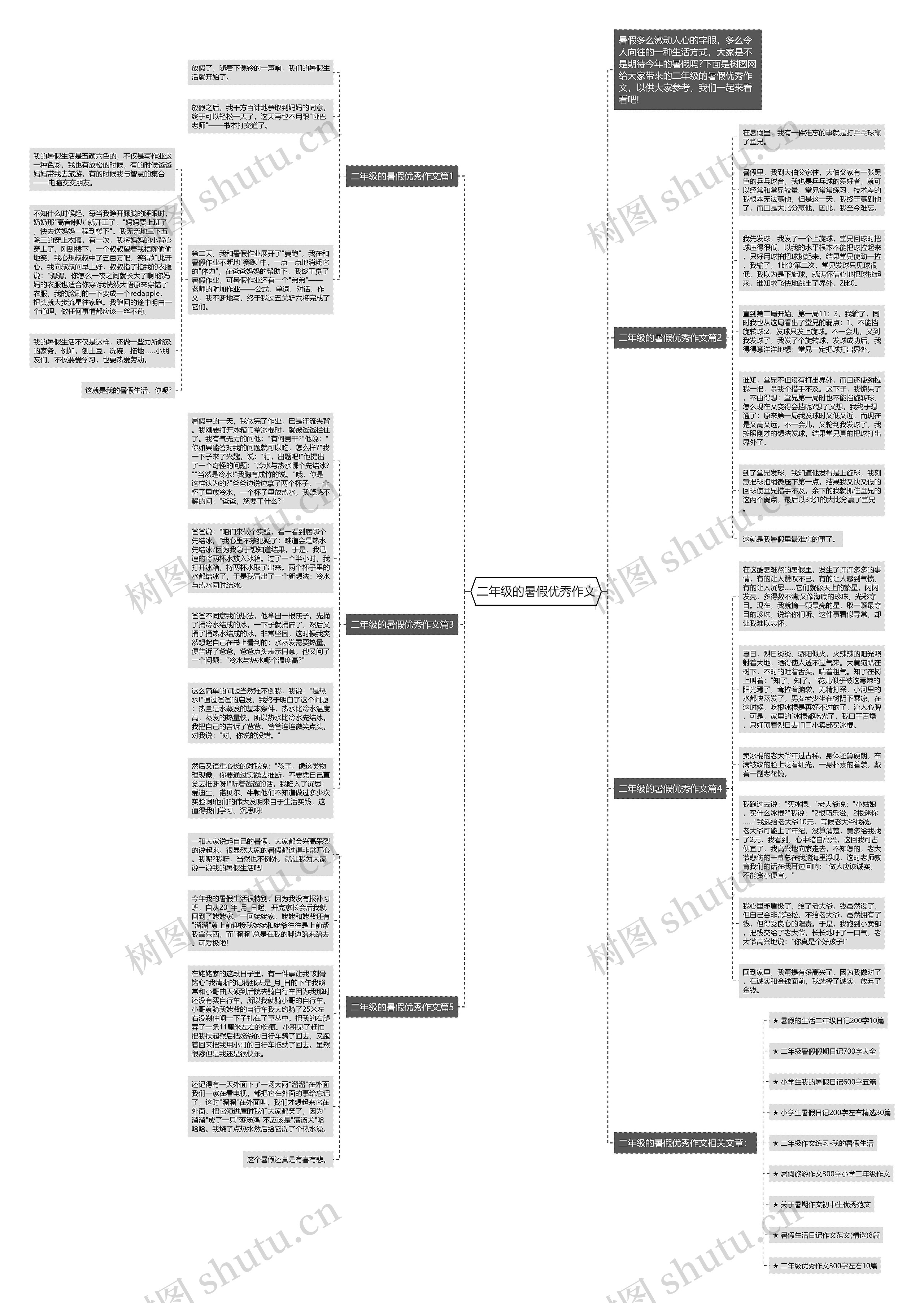 二年级的暑假优秀作文思维导图