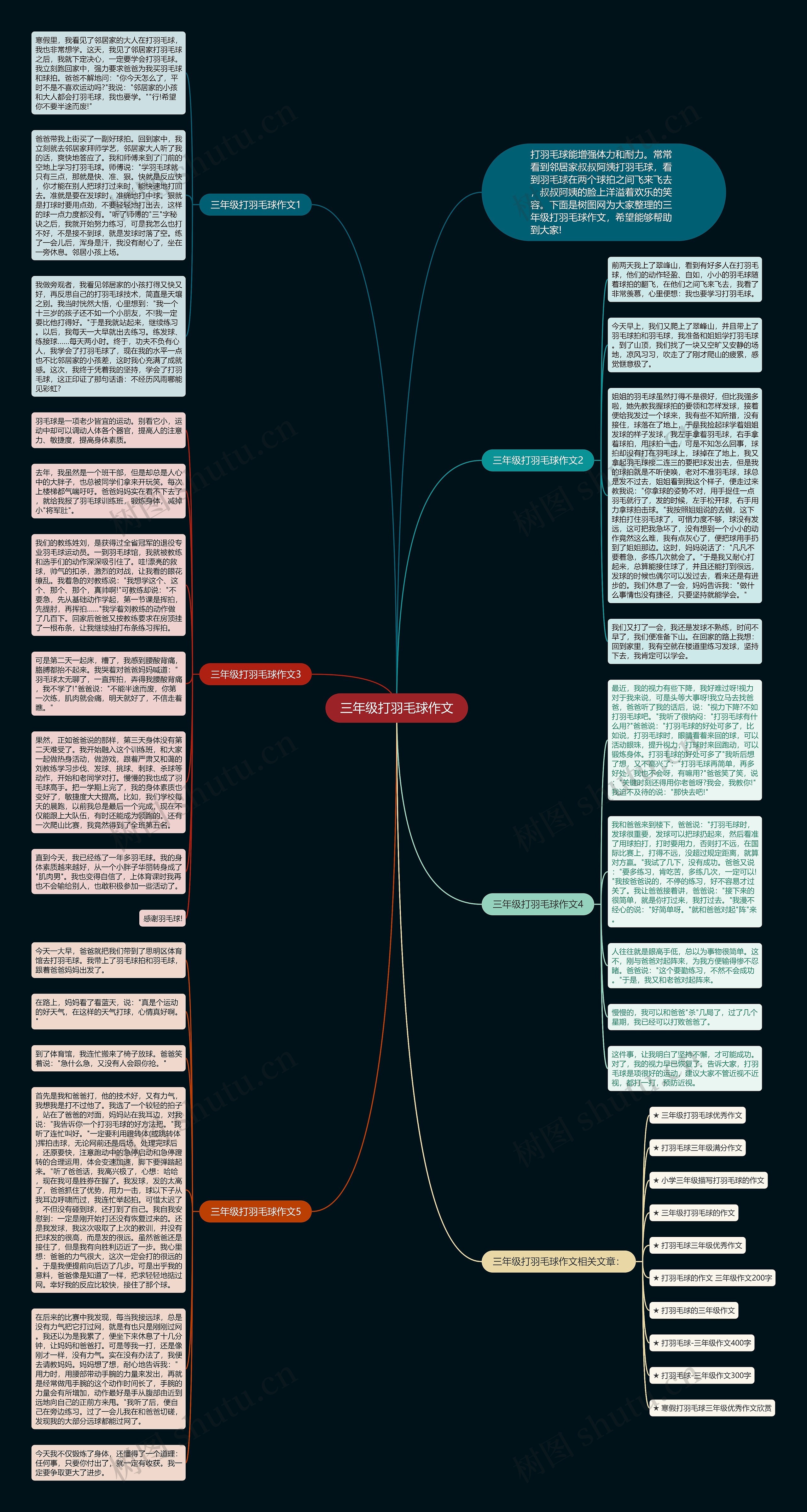 三年级打羽毛球作文思维导图