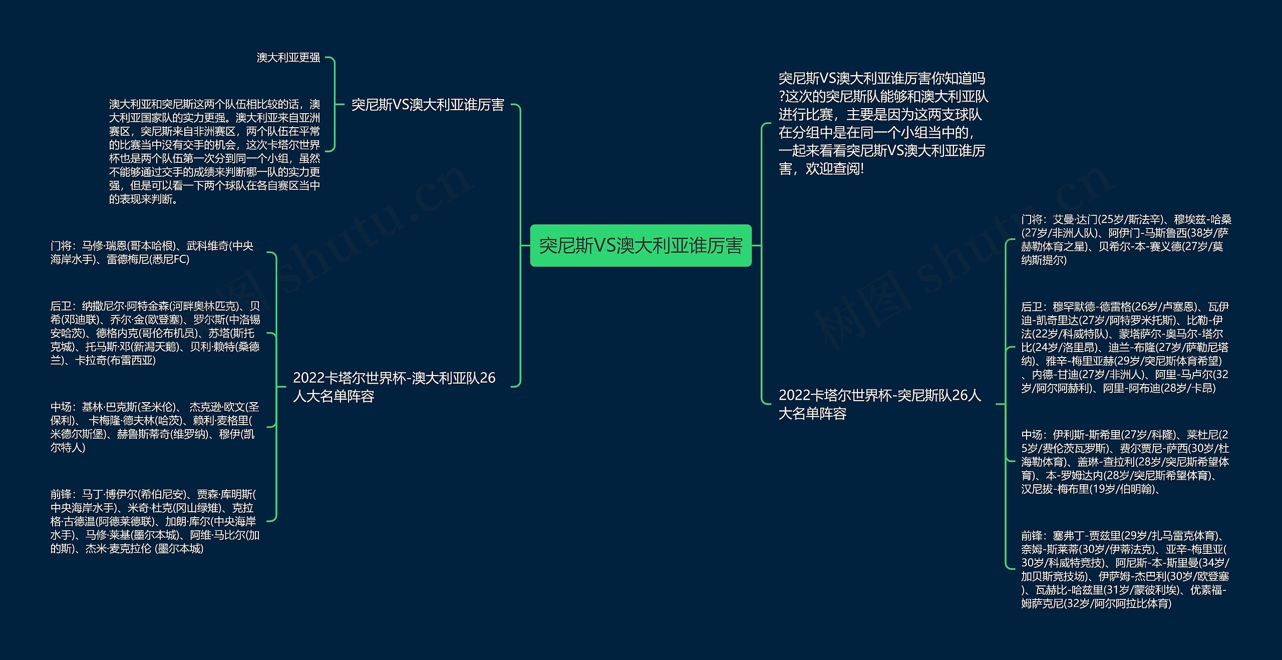 突尼斯VS澳大利亚谁厉害思维导图