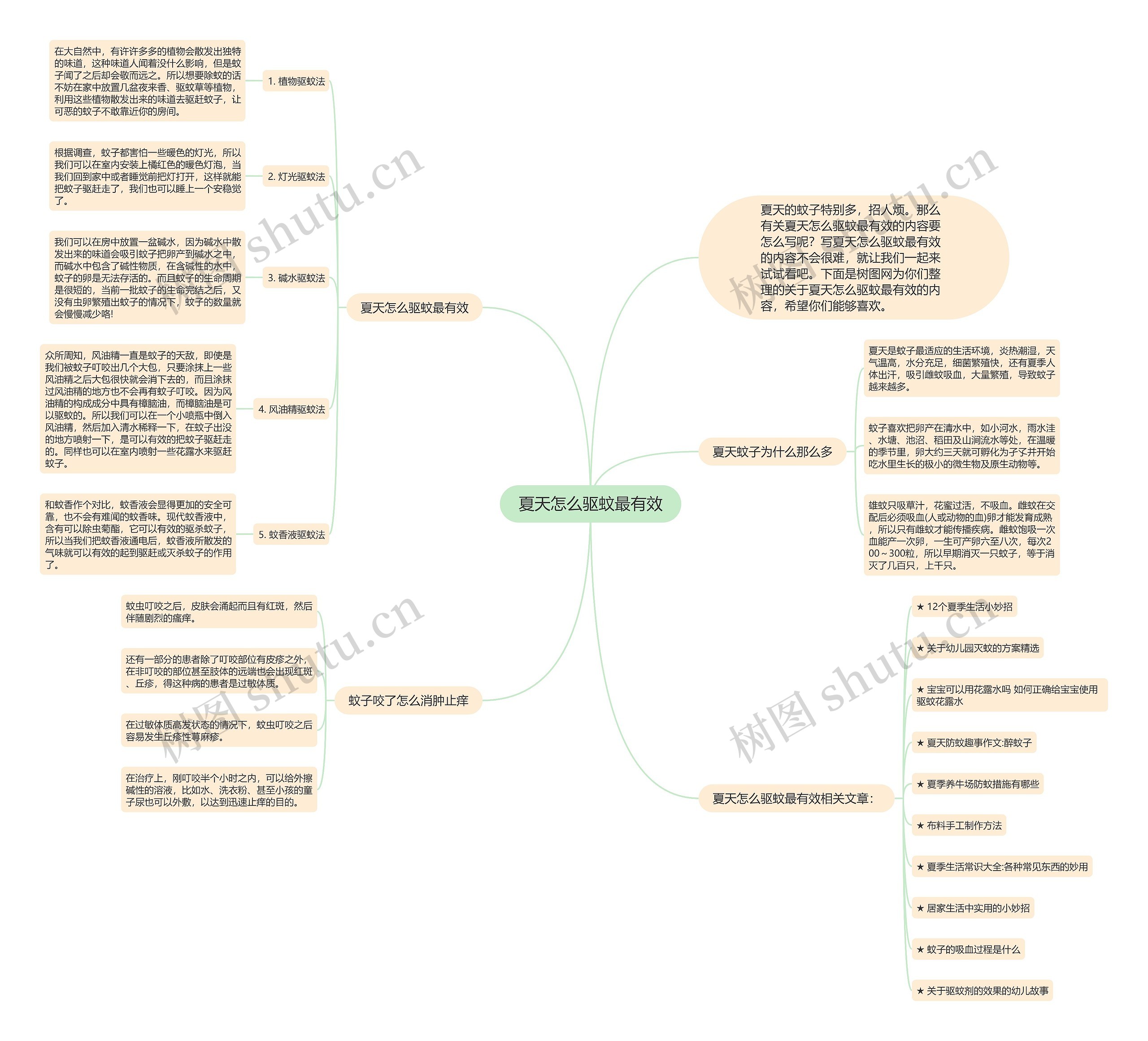 夏天怎么驱蚊最有效思维导图