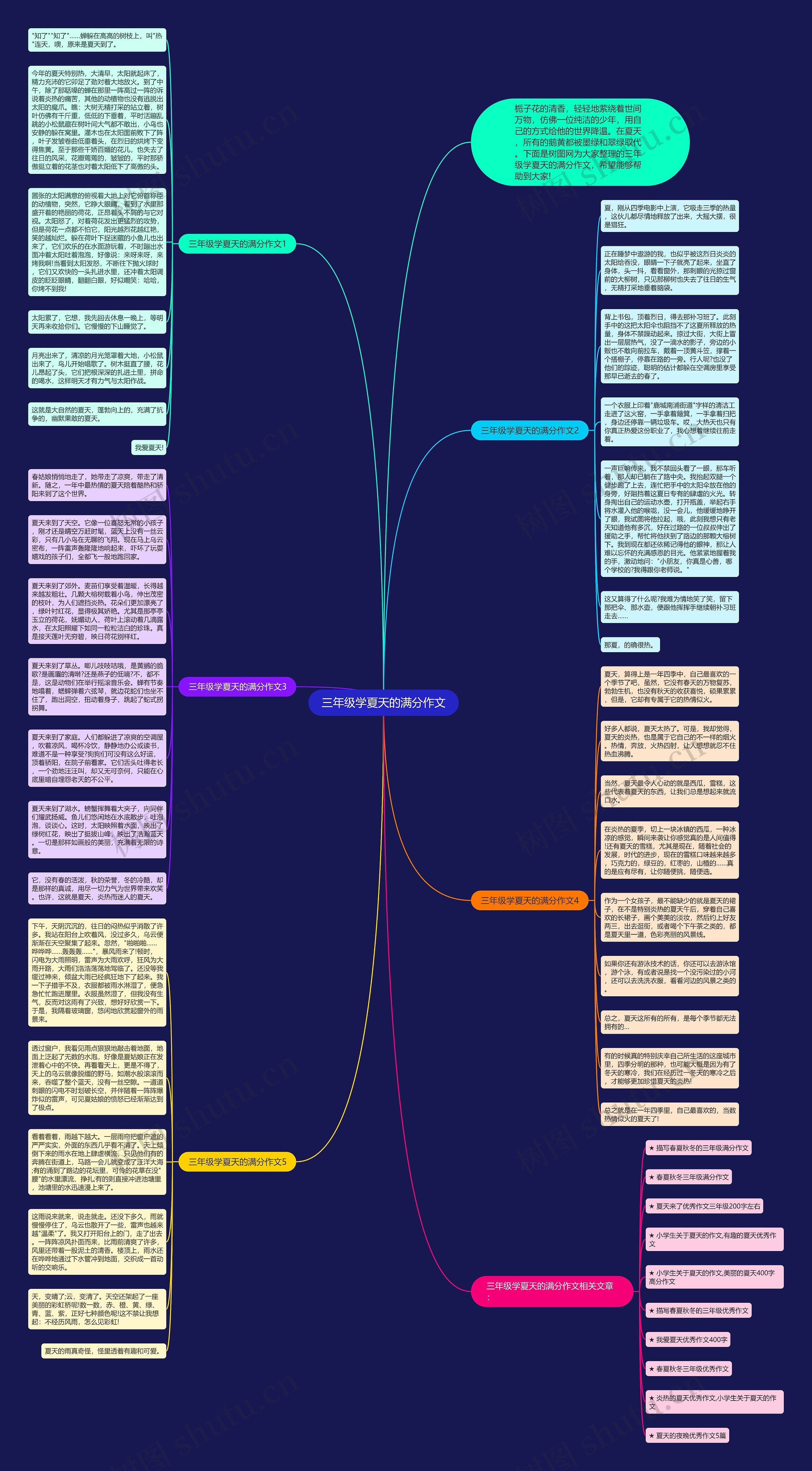 三年级学夏天的满分作文思维导图