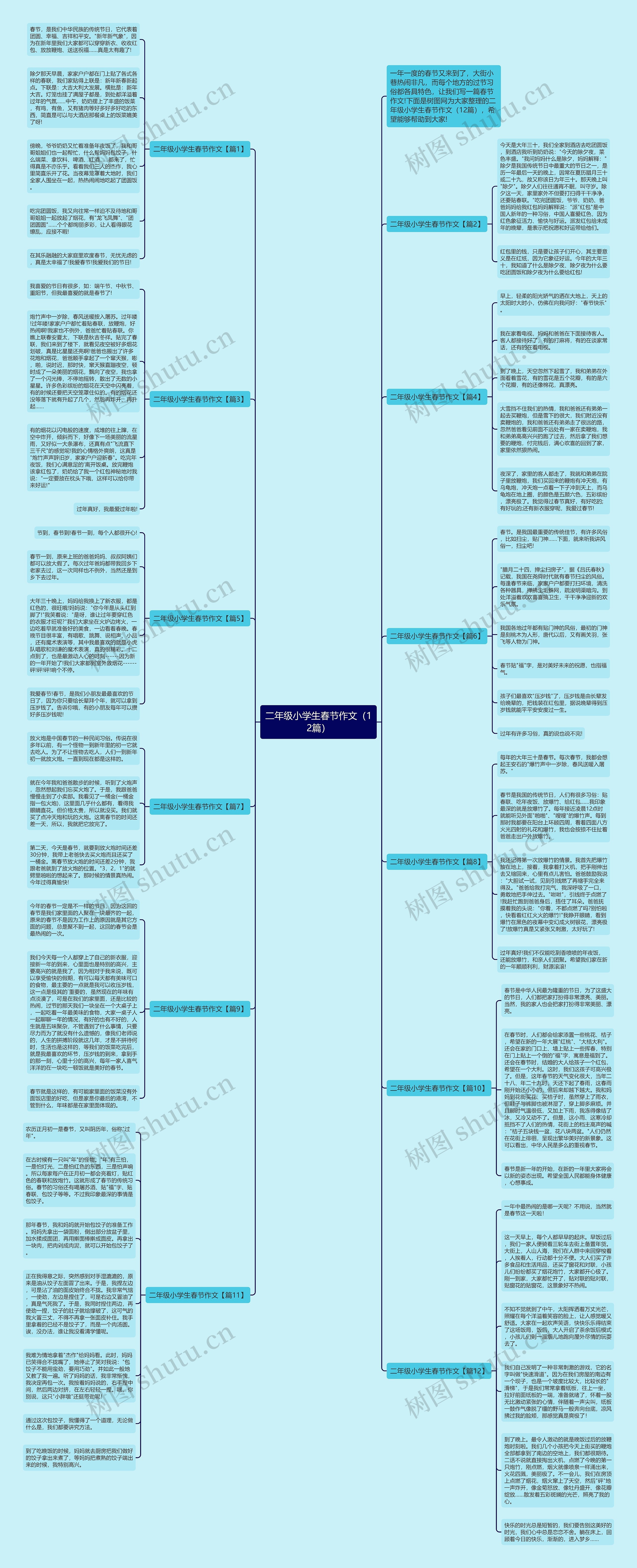 二年级小学生春节作文（12篇）思维导图