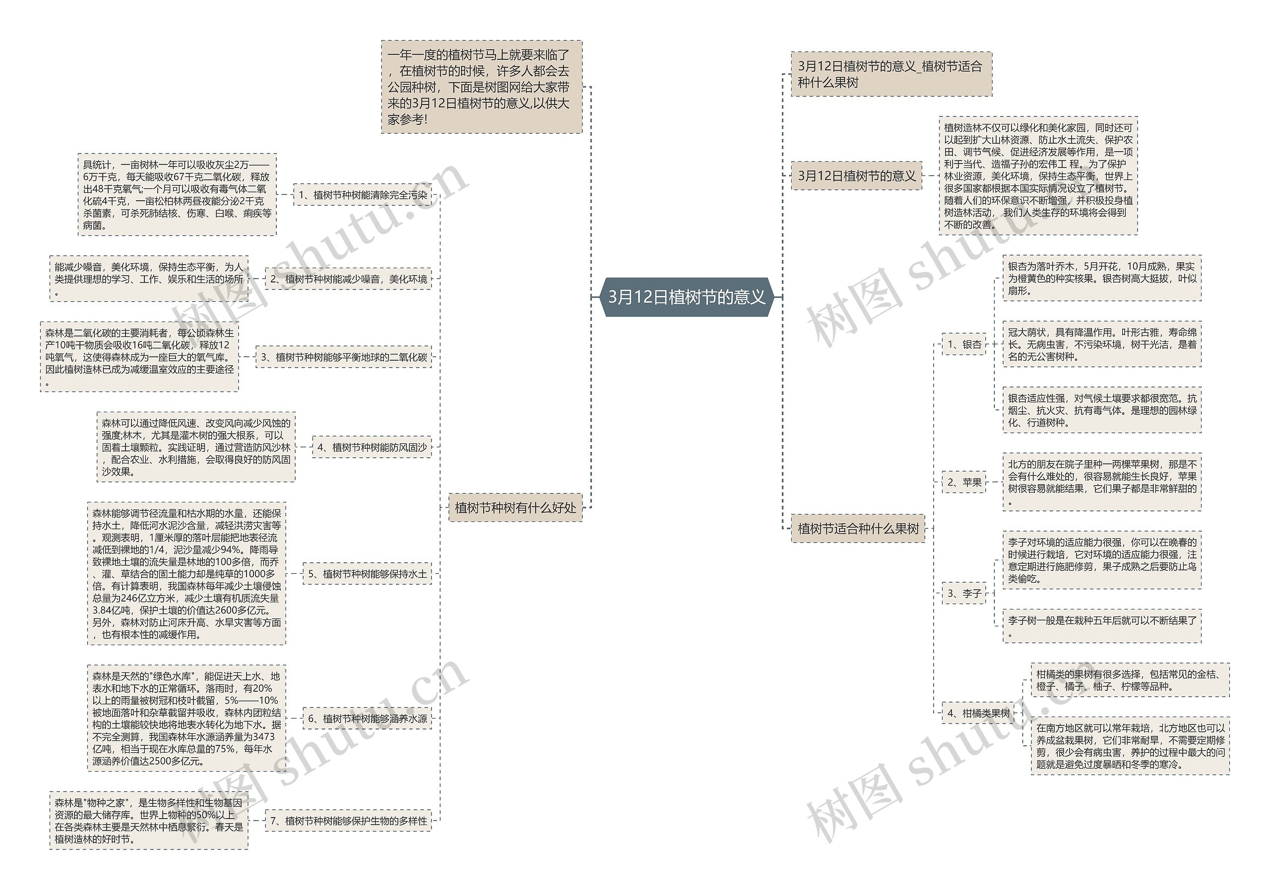 3月12日植树节的意义思维导图