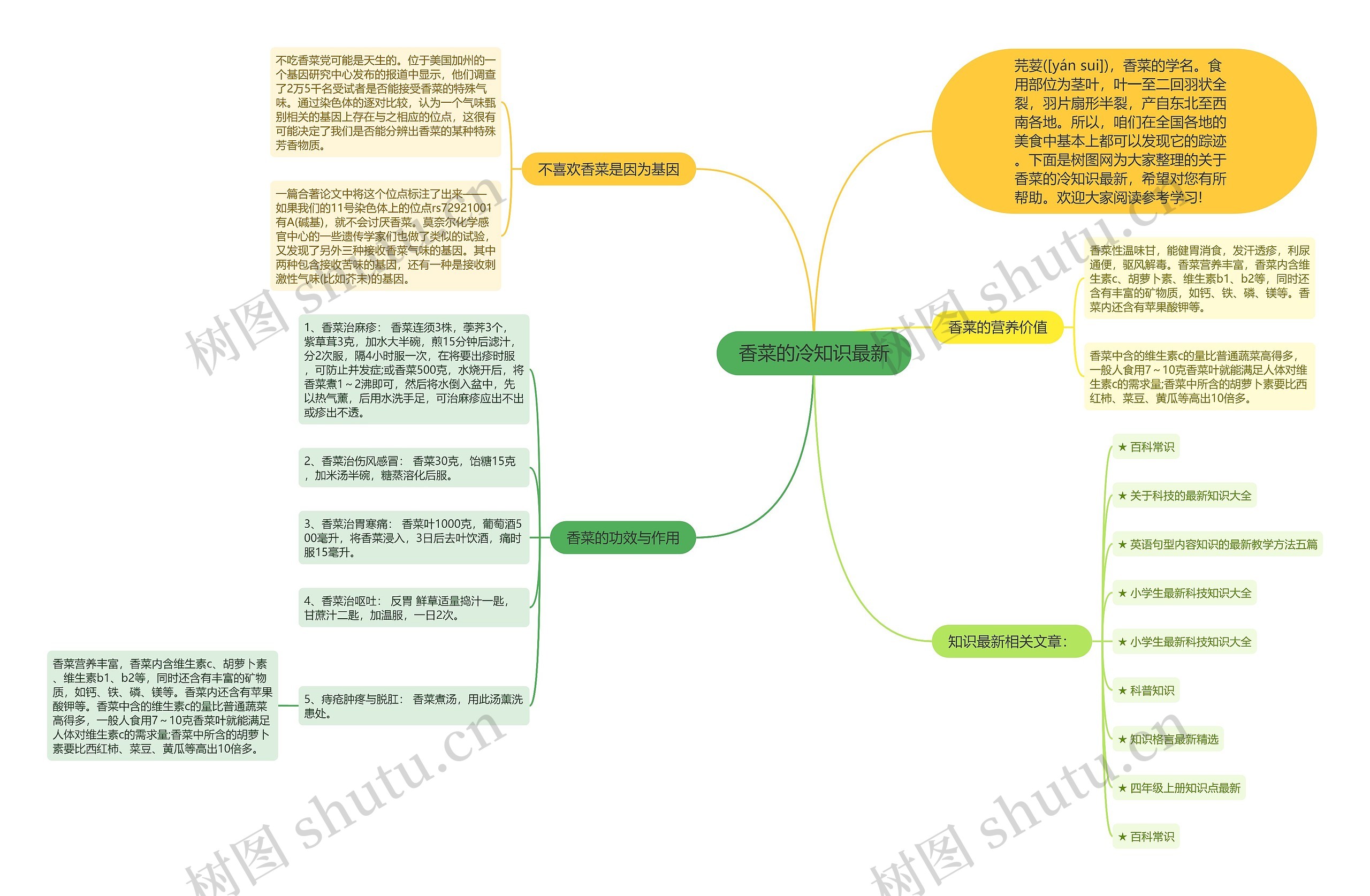 香菜的冷知识最新思维导图