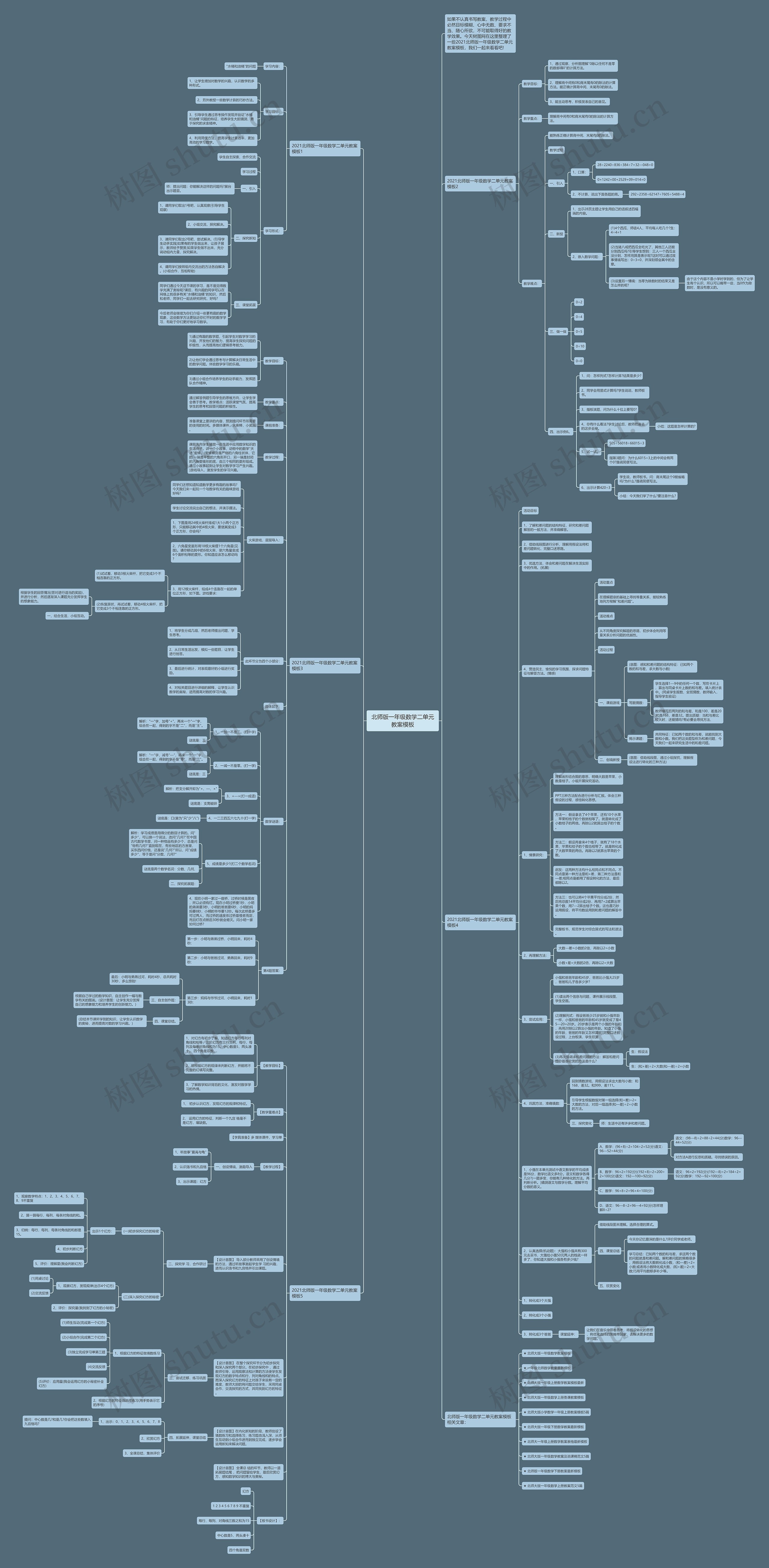 北师版一年级数学二单元教案模板