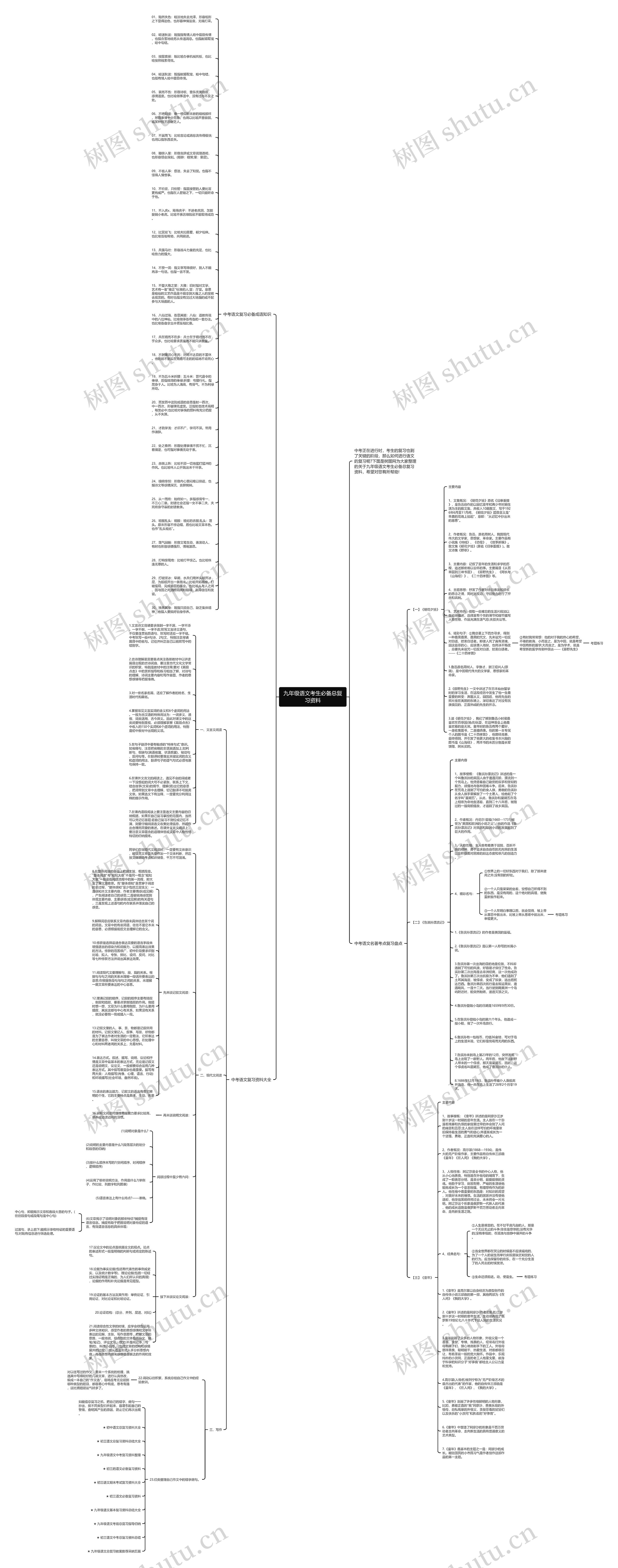 九年级语文考生必备总复习资料思维导图