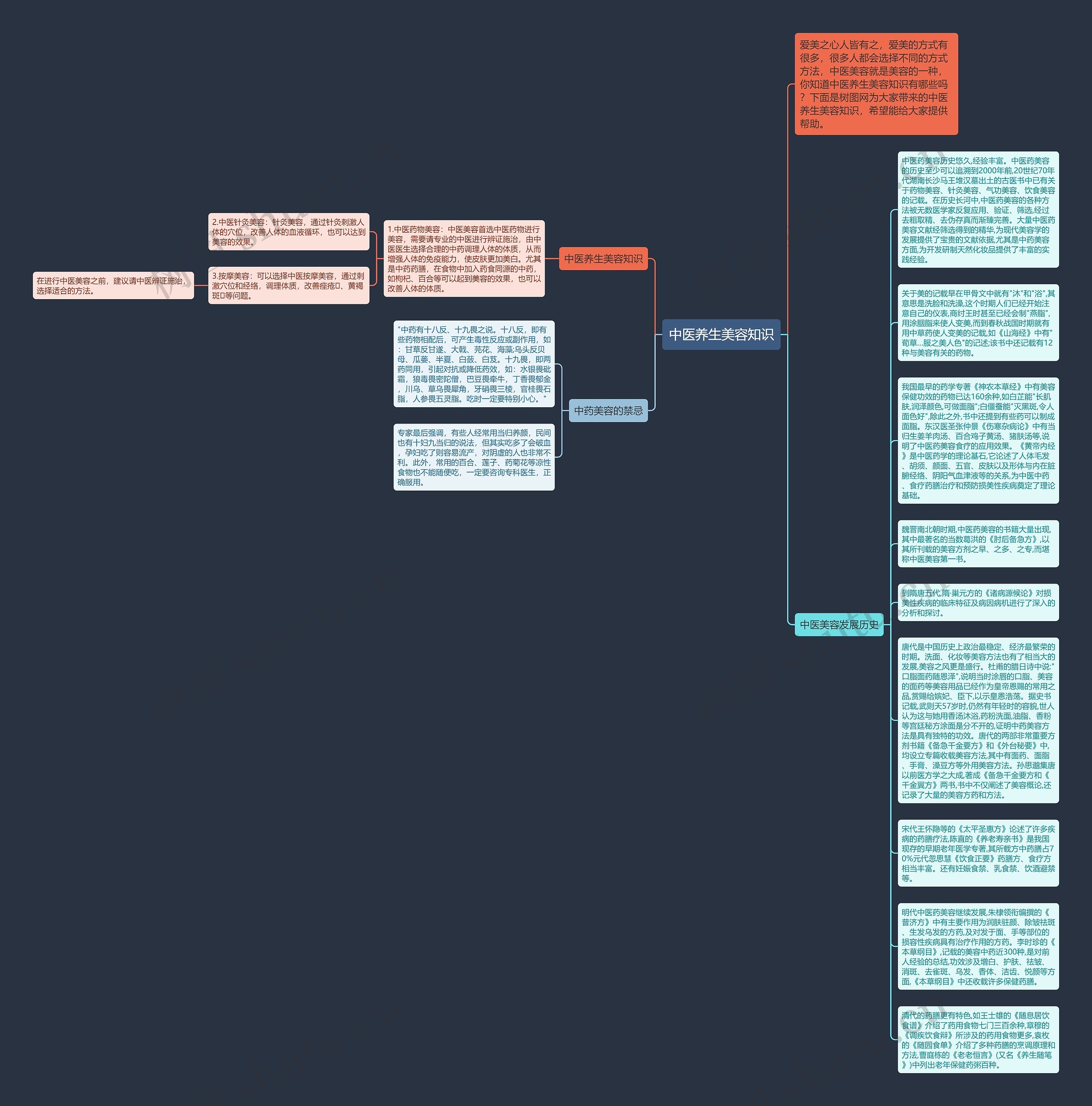 中医养生美容知识思维导图