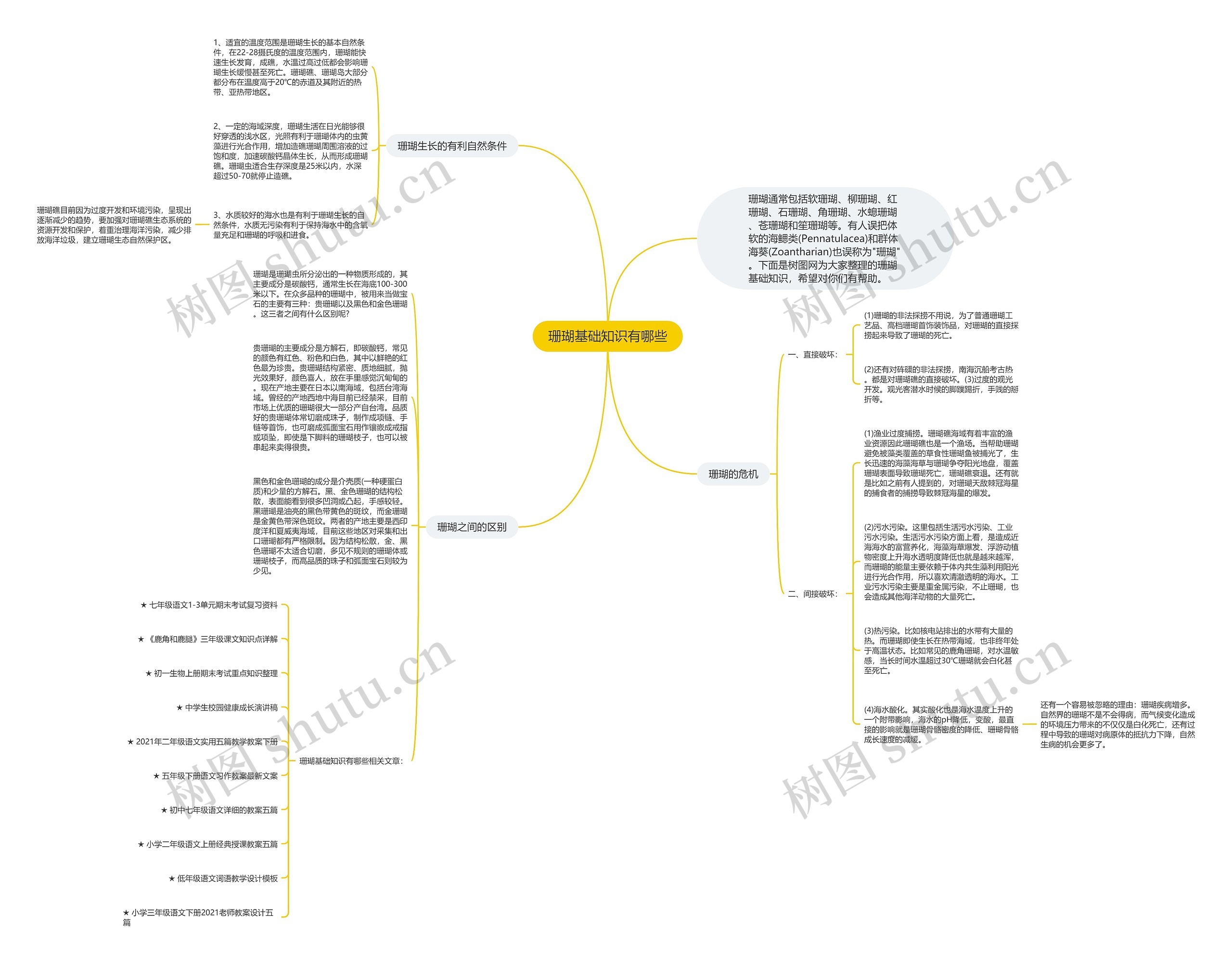 珊瑚基础知识有哪些思维导图